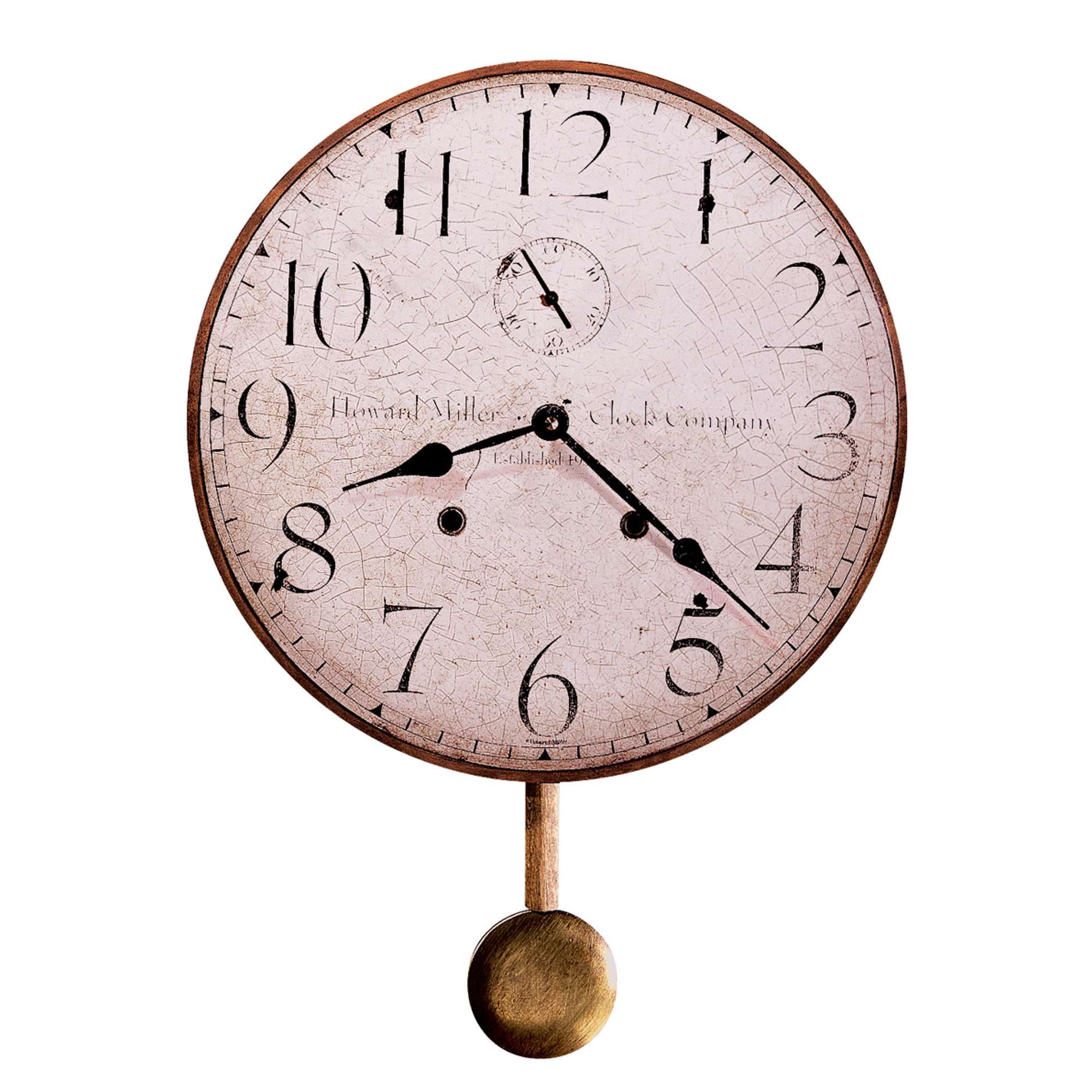 Vintage wall clock with Roman numerals and a pendulum