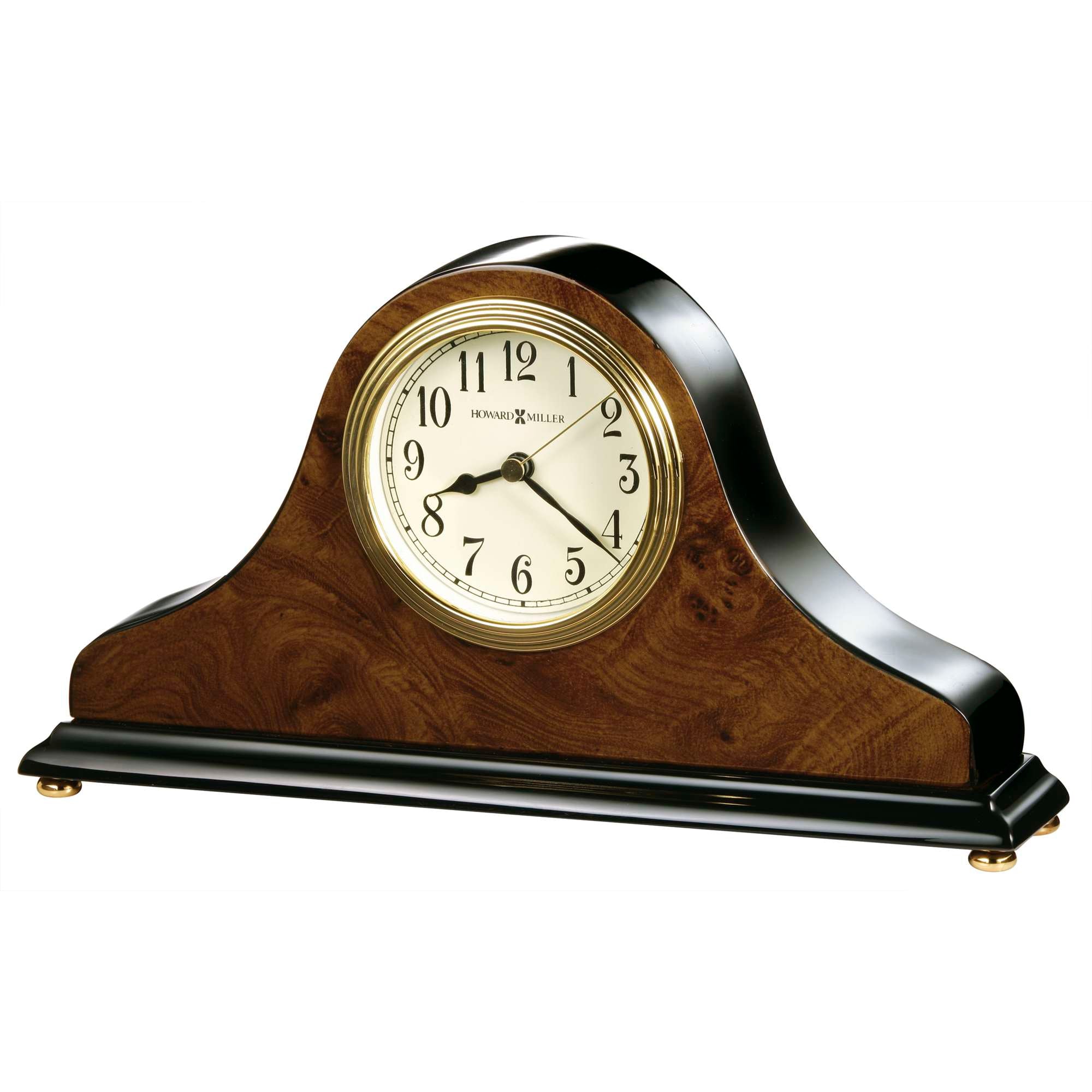 Elegant mantel clock with a wooden finish and a classic dial