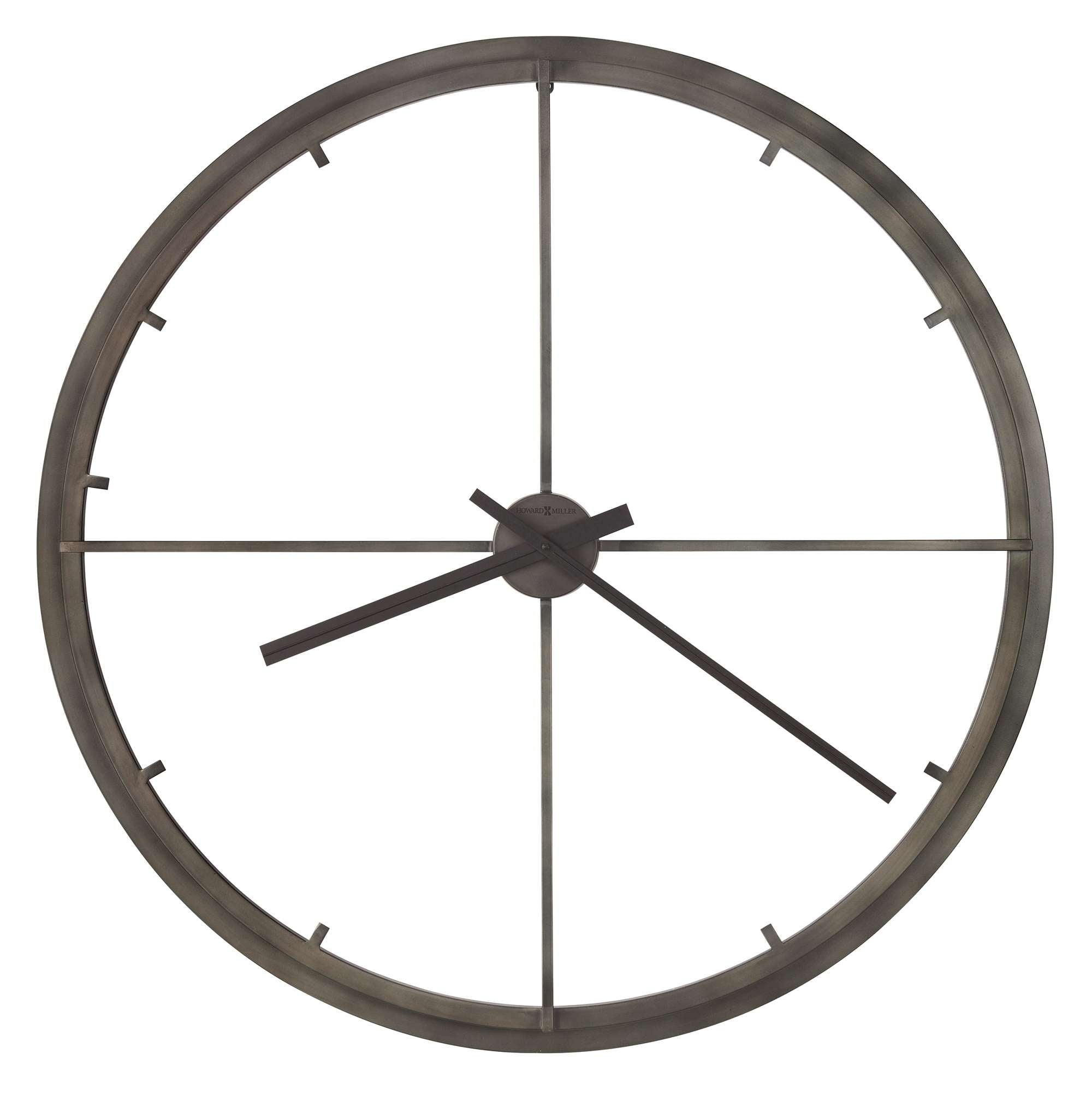 Large round wall clock with minimalist design and black hands.