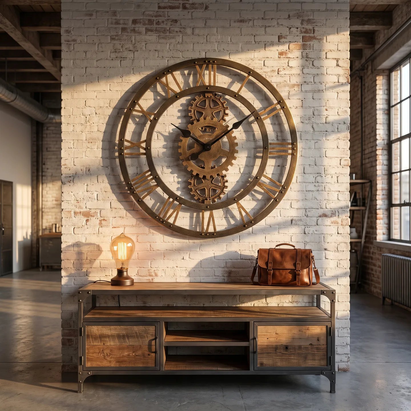 Howard Miller Crosby Wall Clock, 30-inch, on the wall in a styled room