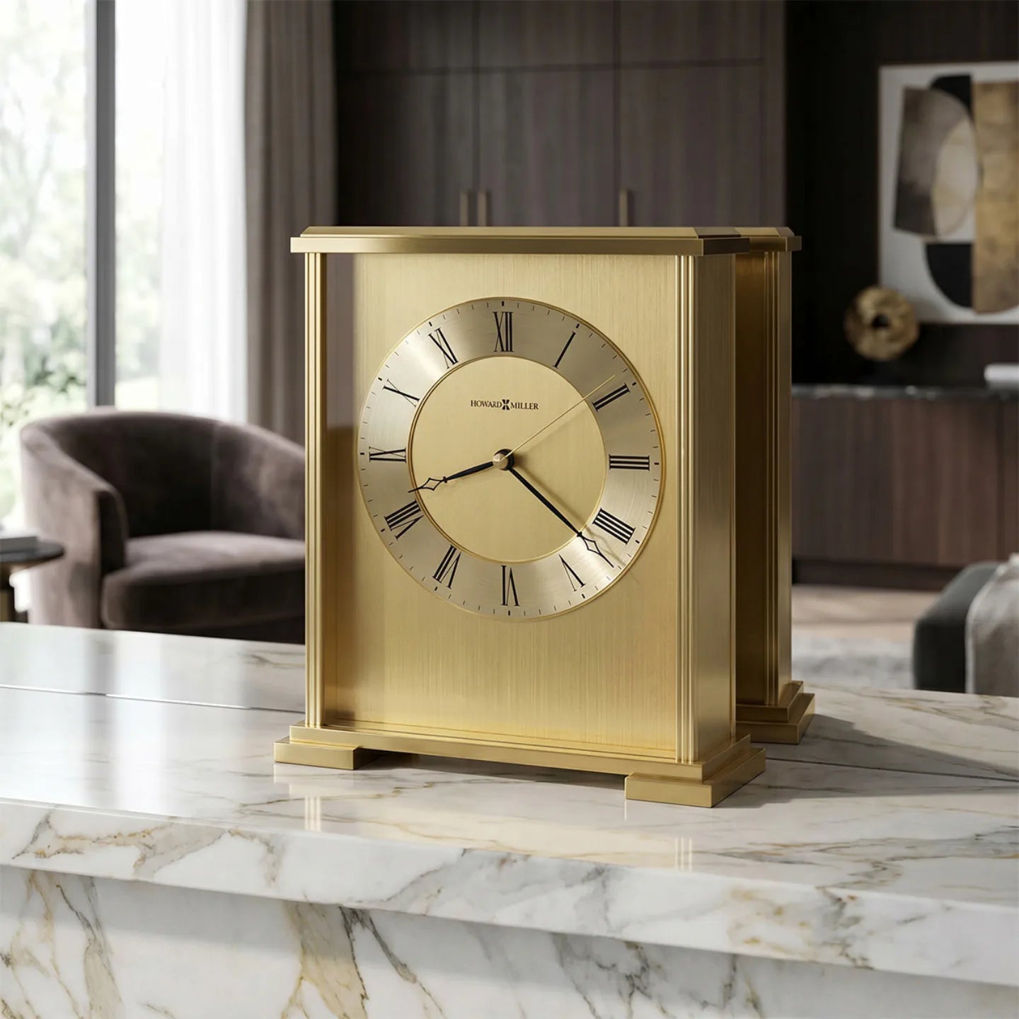 Howard Miller Exton Tabletop, 9-inch, on a shelf in a styled room