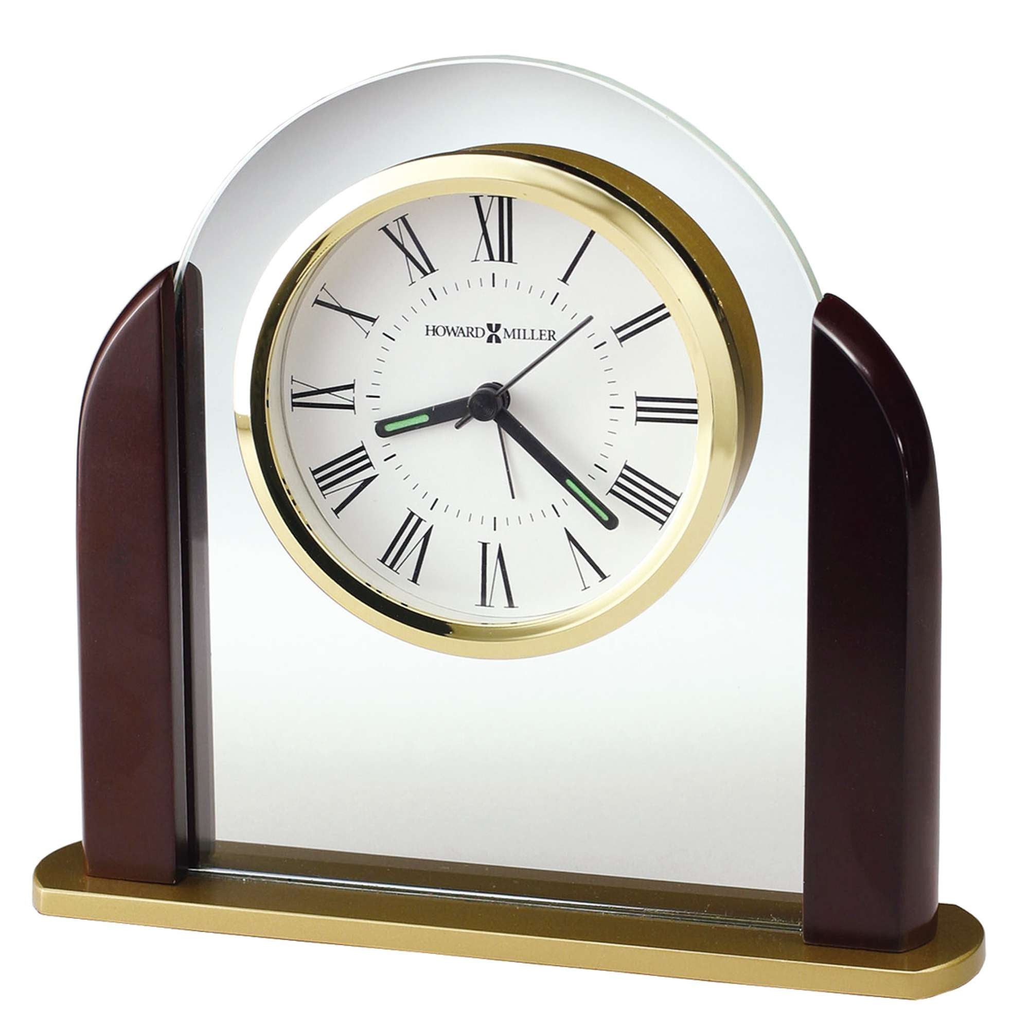 Elegant desk clock with Roman numerals and a reflective base
