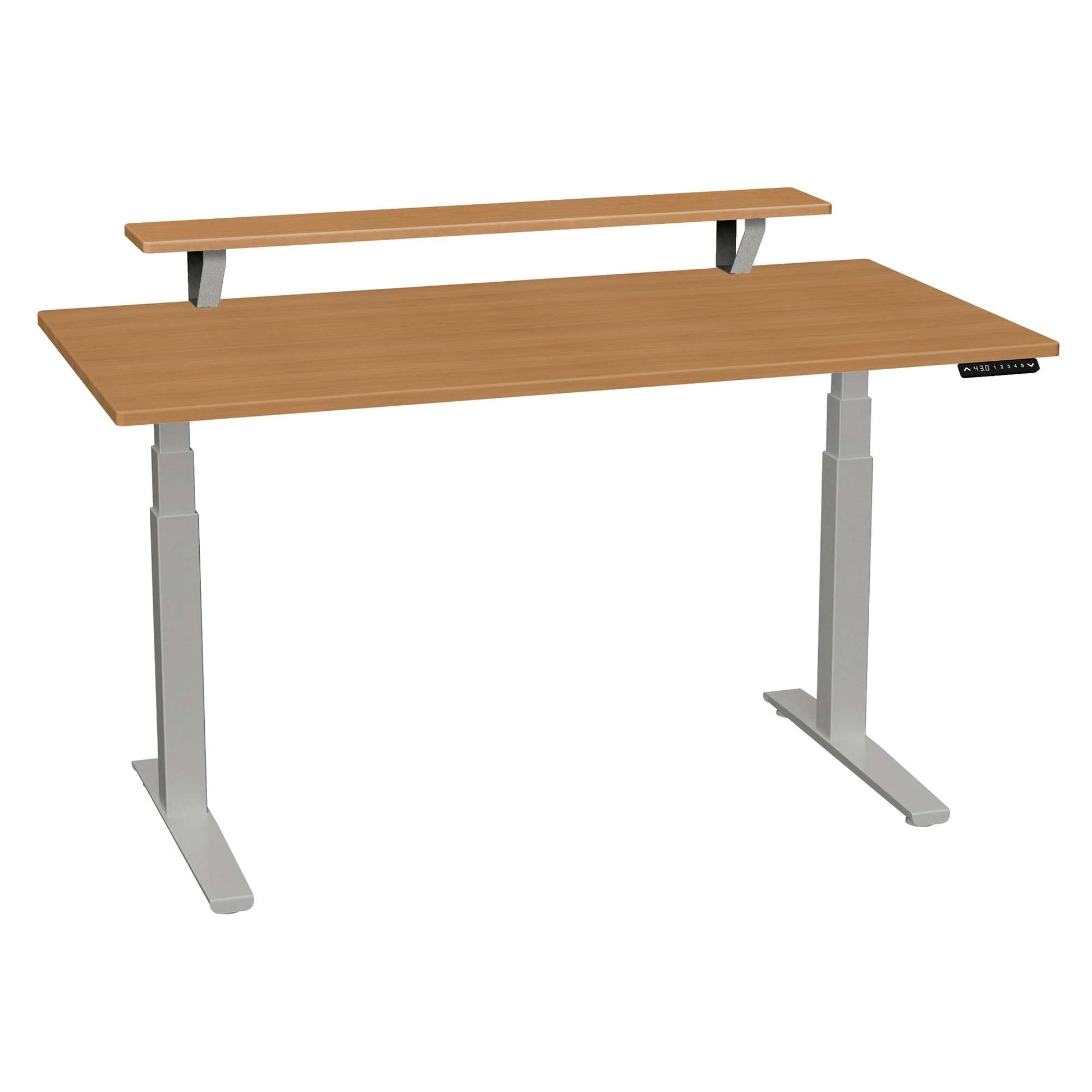 Bureau haut de gamme SmartMoves de 60 po avec étagère surélevée et base réglable en hauteur