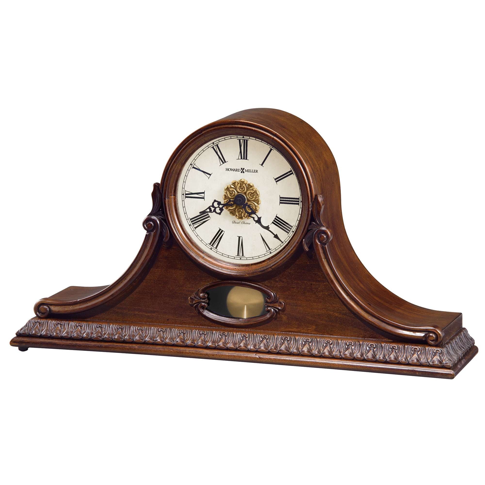 Classic wooden mantel clock with Roman numerals