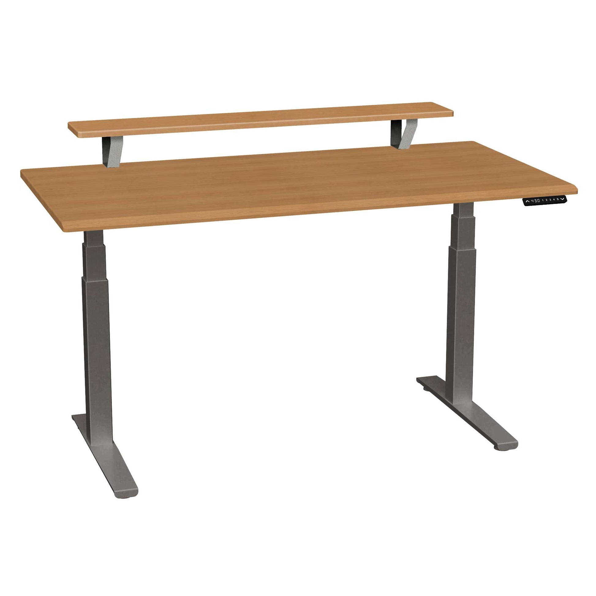 Bureau haut de gamme SmartMoves de 60 po avec étagère surélevée et base réglable en hauteur
