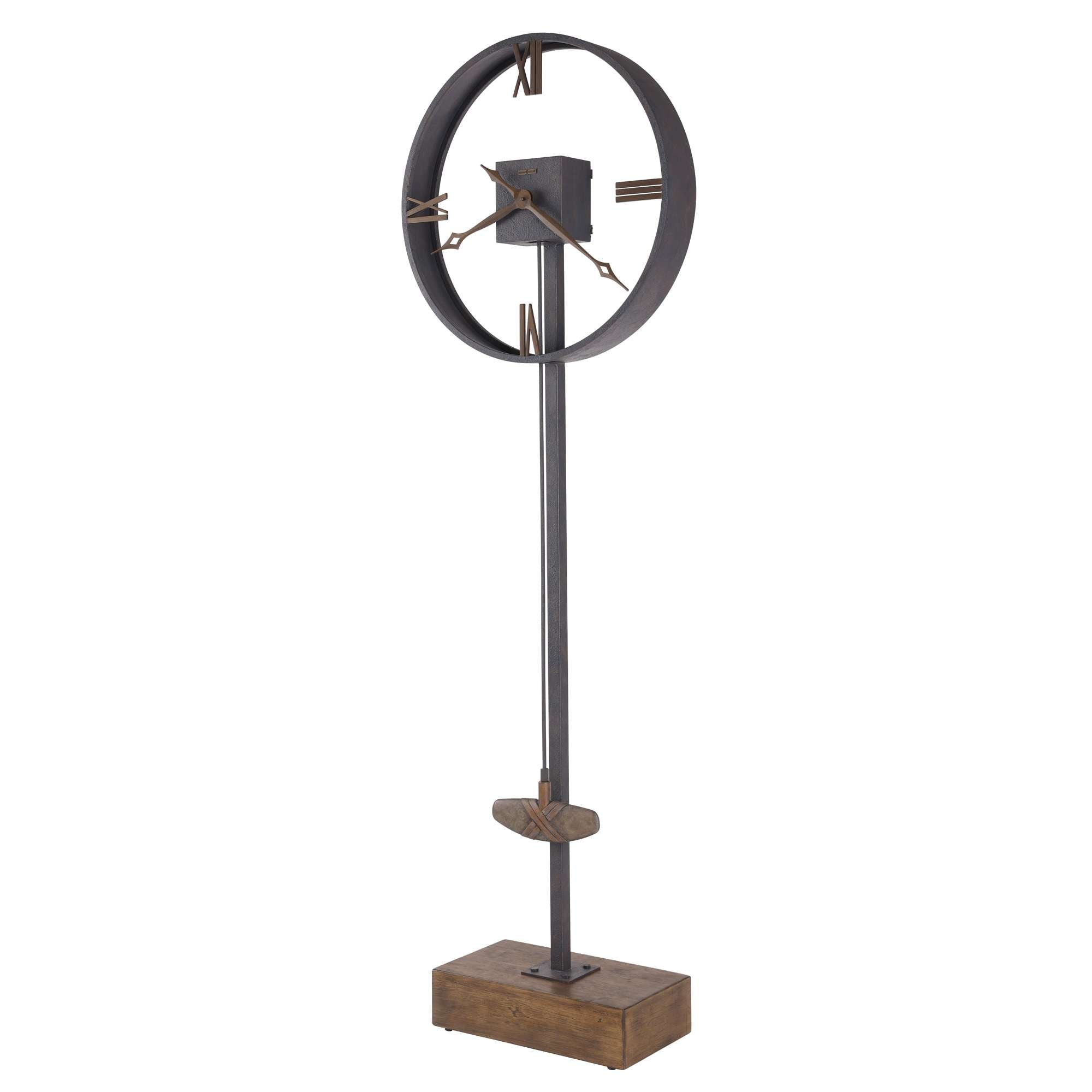 Abstract metal sculpture on a wooden base