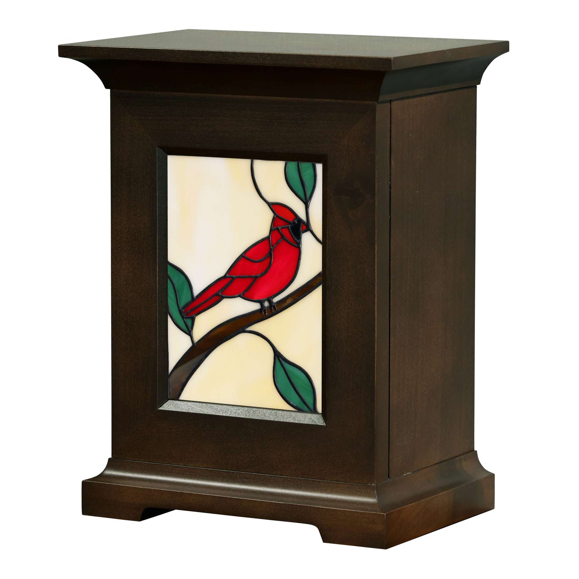 Transitions Urn with Cardinal Stained Glass Insert