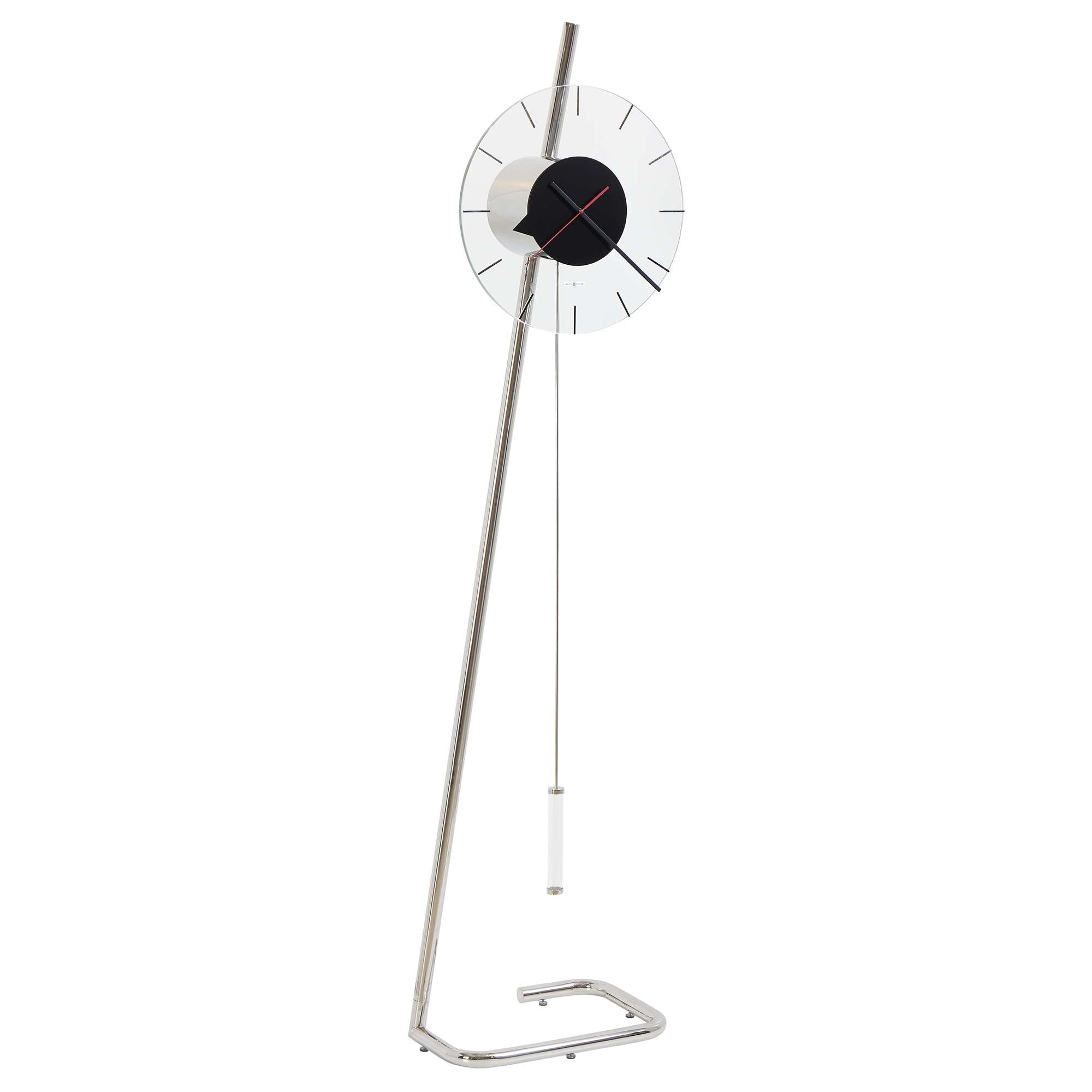 Modern floor clock with a minimalist design and a unique dial