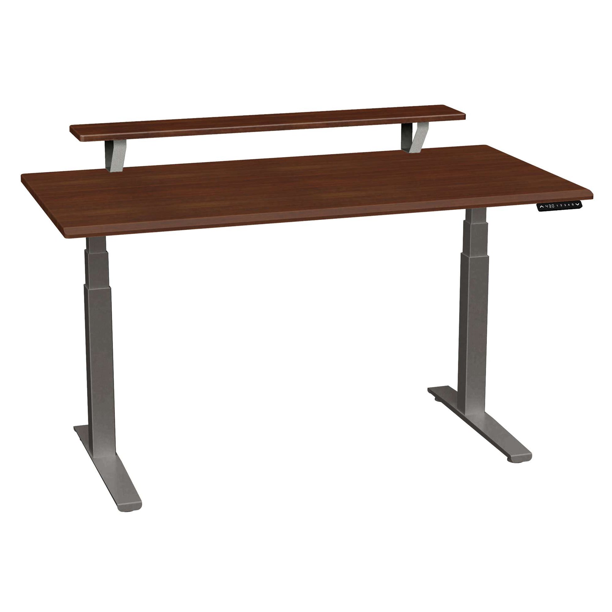 Bureau haut de gamme SmartMoves de 60 po avec étagère surélevée et base réglable en hauteur