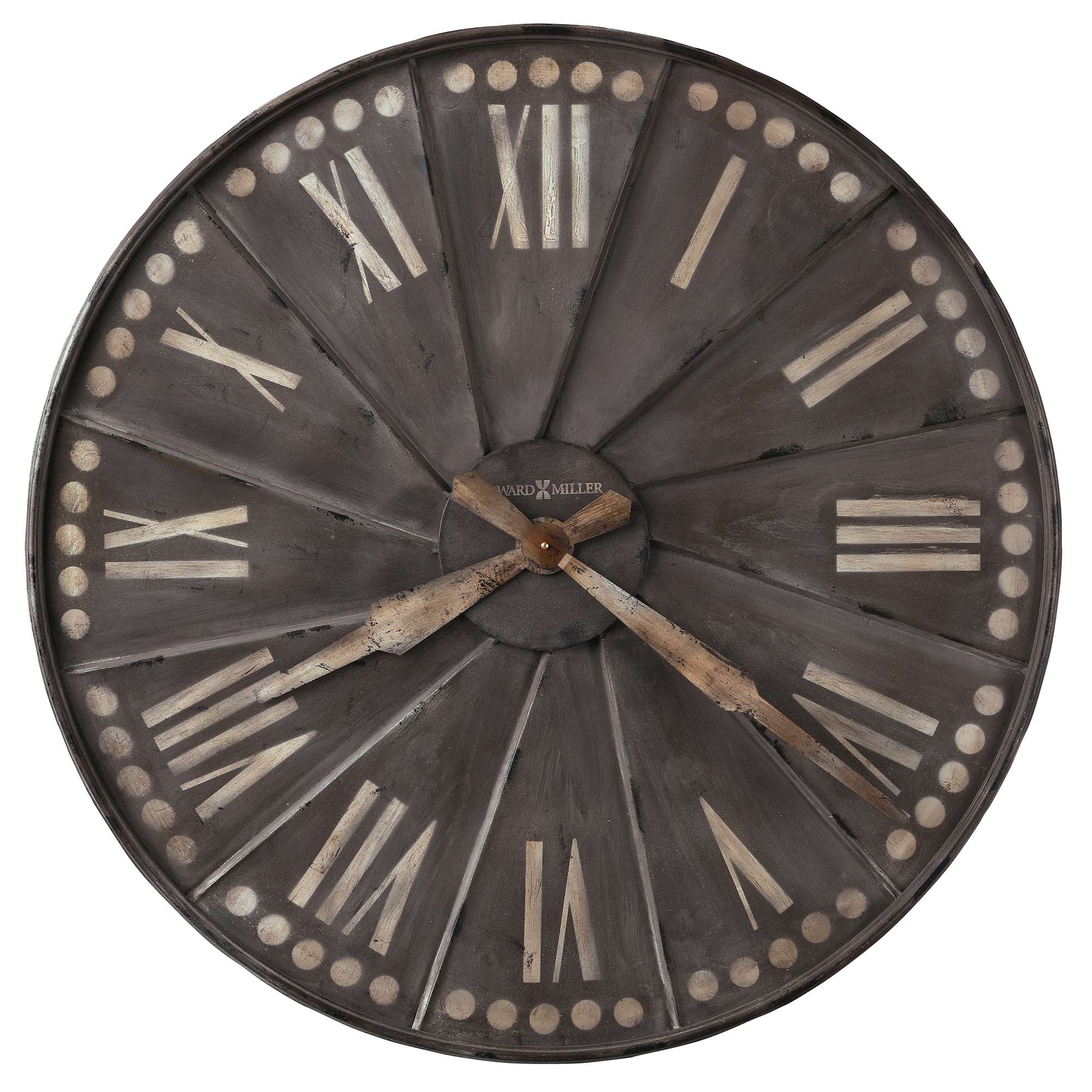 Vintage wall clock with Roman numerals on a dark background