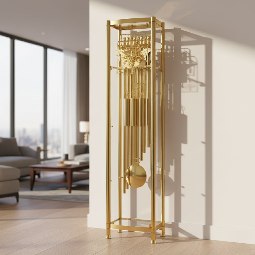 Kieninger Grandfather Clock with Gold Plated Frame