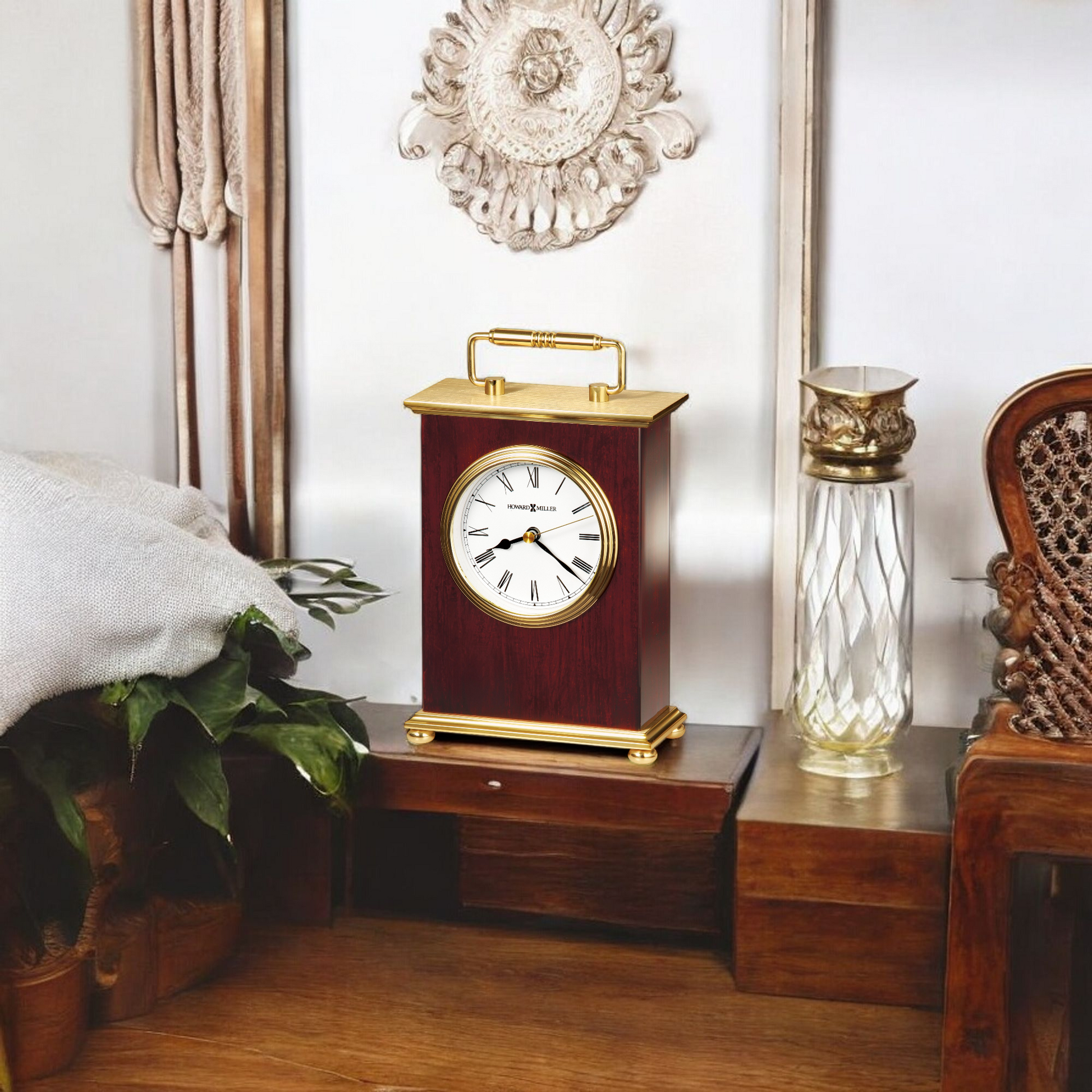 Horloge de table à support en palissandre