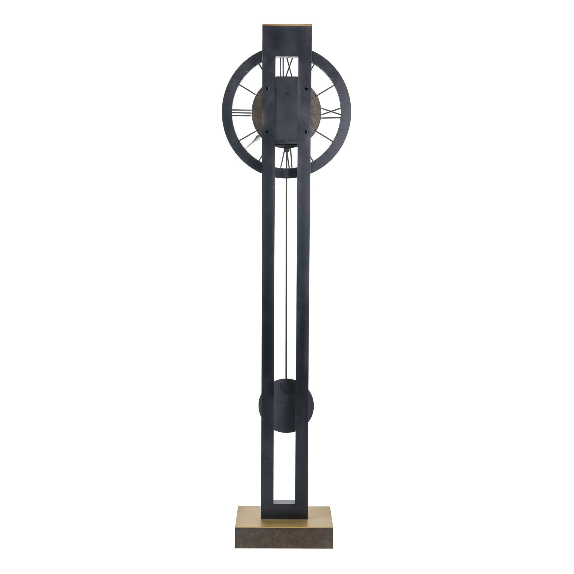 Modern decorative clock with a circular design and a wooden base