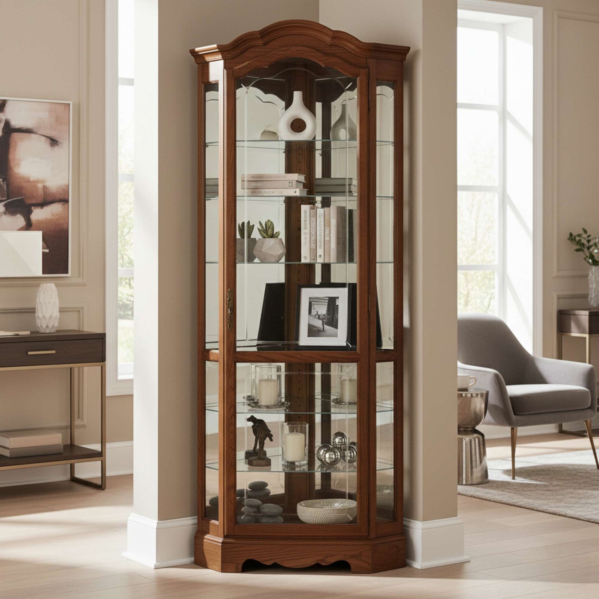 Jamestown II Corner Curio Cabinet
