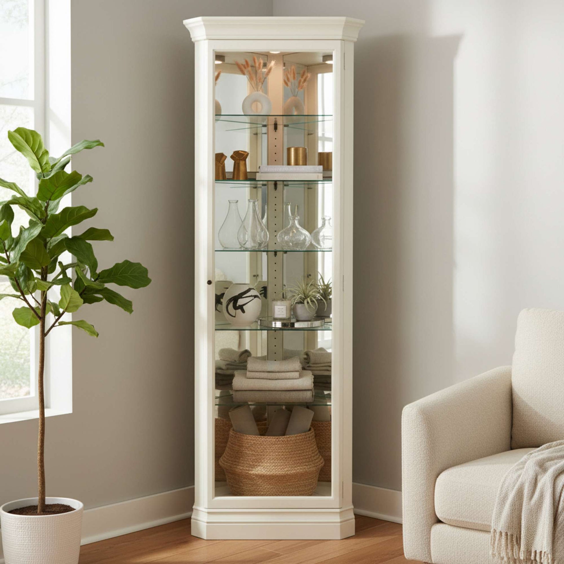 Delia II Corner Curio Cabinet