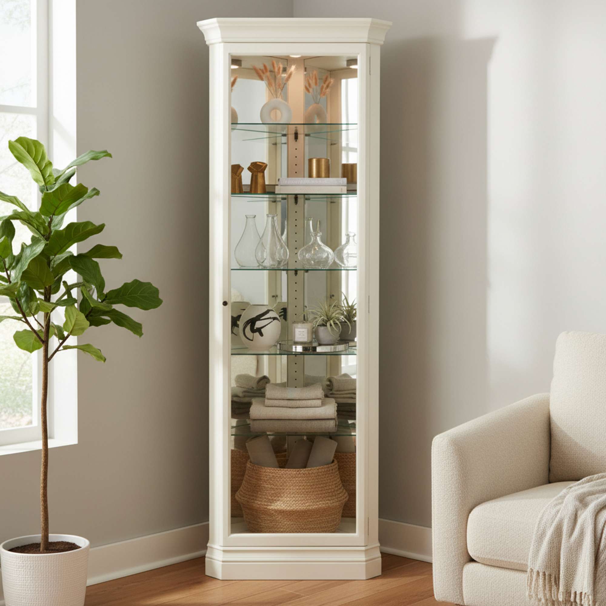 Delia II Corner Curio Cabinet