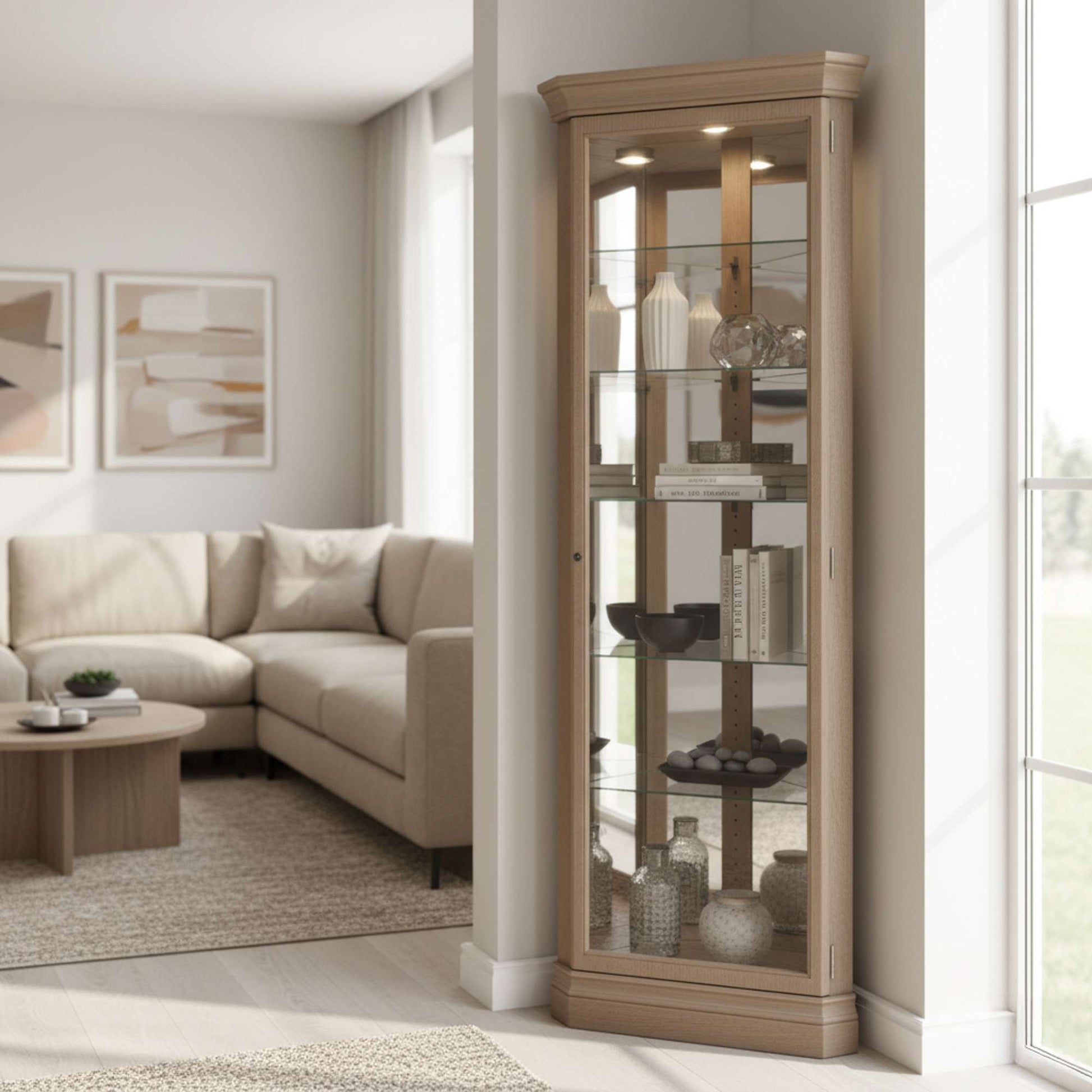 Delia III Corner Curio Cabinet