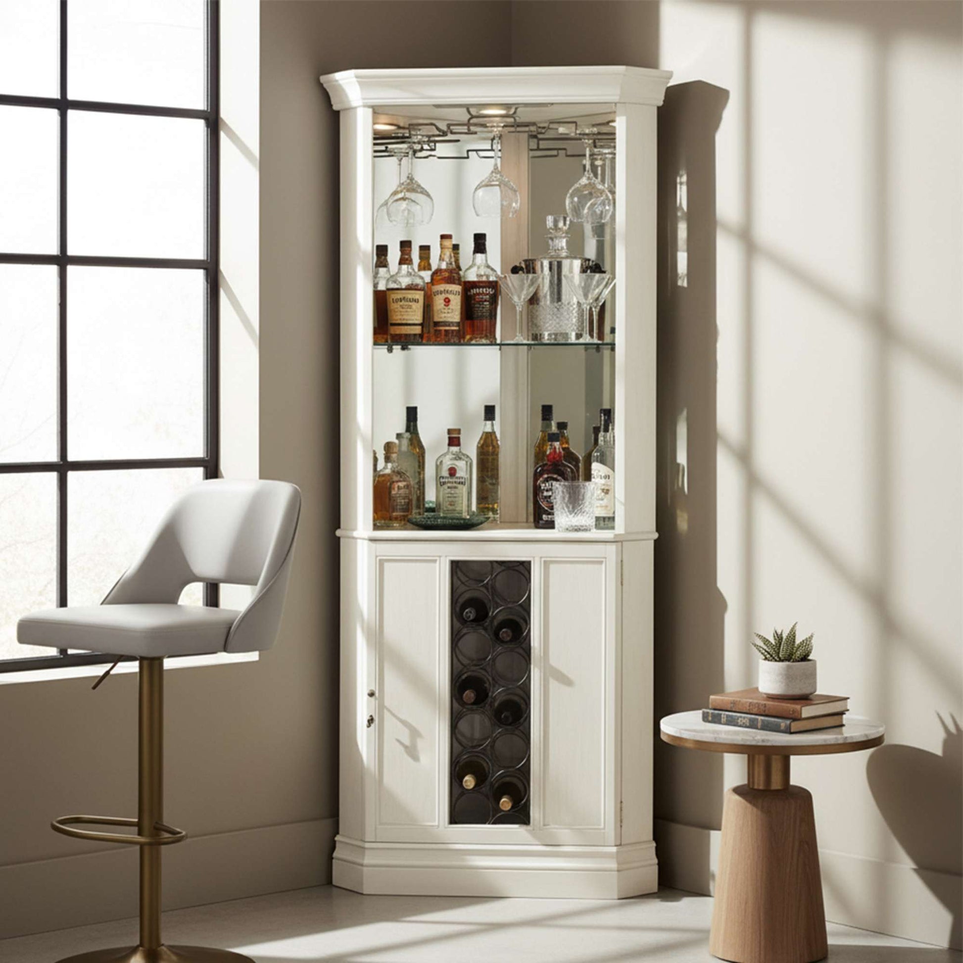 Piedmont V Corner Wine Cabinet