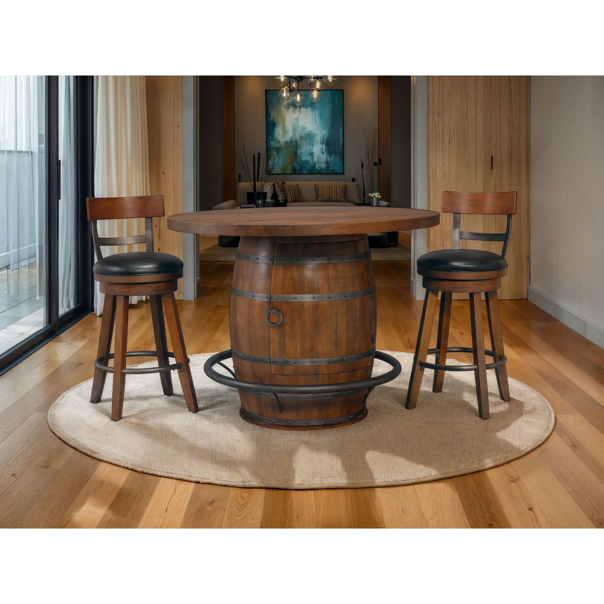 Tabouret de bar en forme de tonneau de whisky
