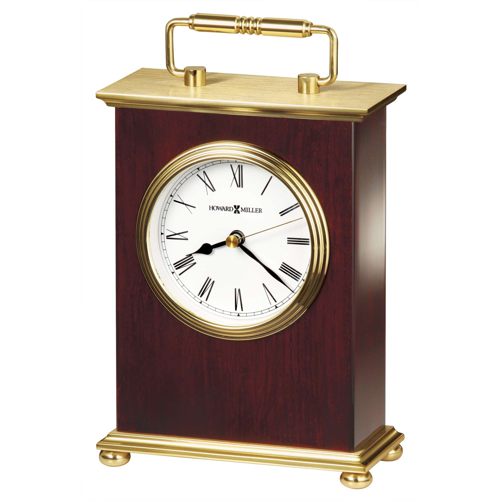 Elegant vintage style clock with a wooden case and brass accents