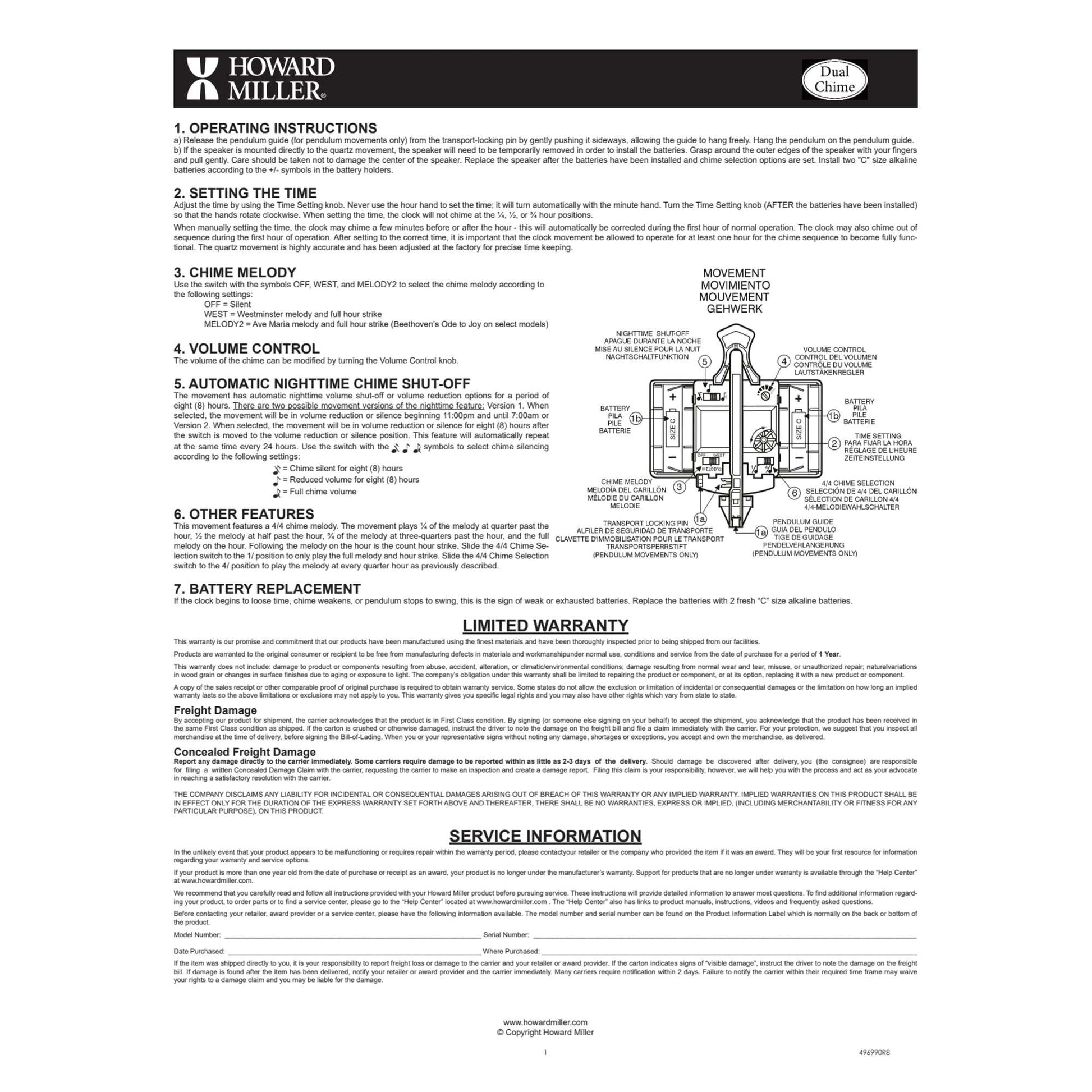 Instruction Manual - Quartz Clocks