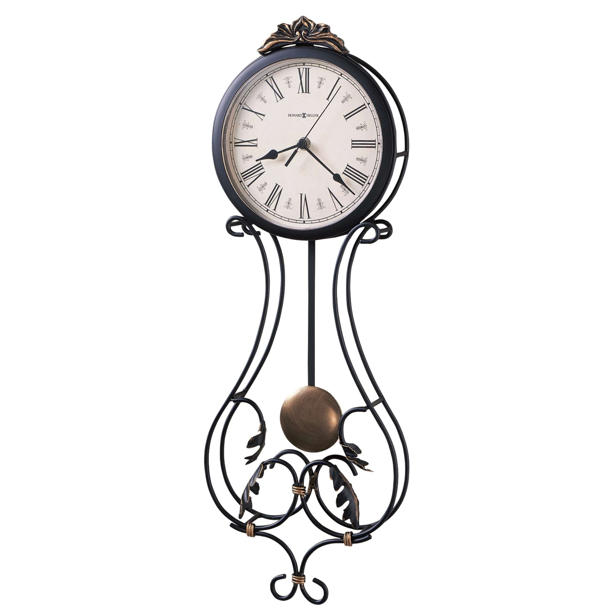 Vintage wall clock with ornamental metal design