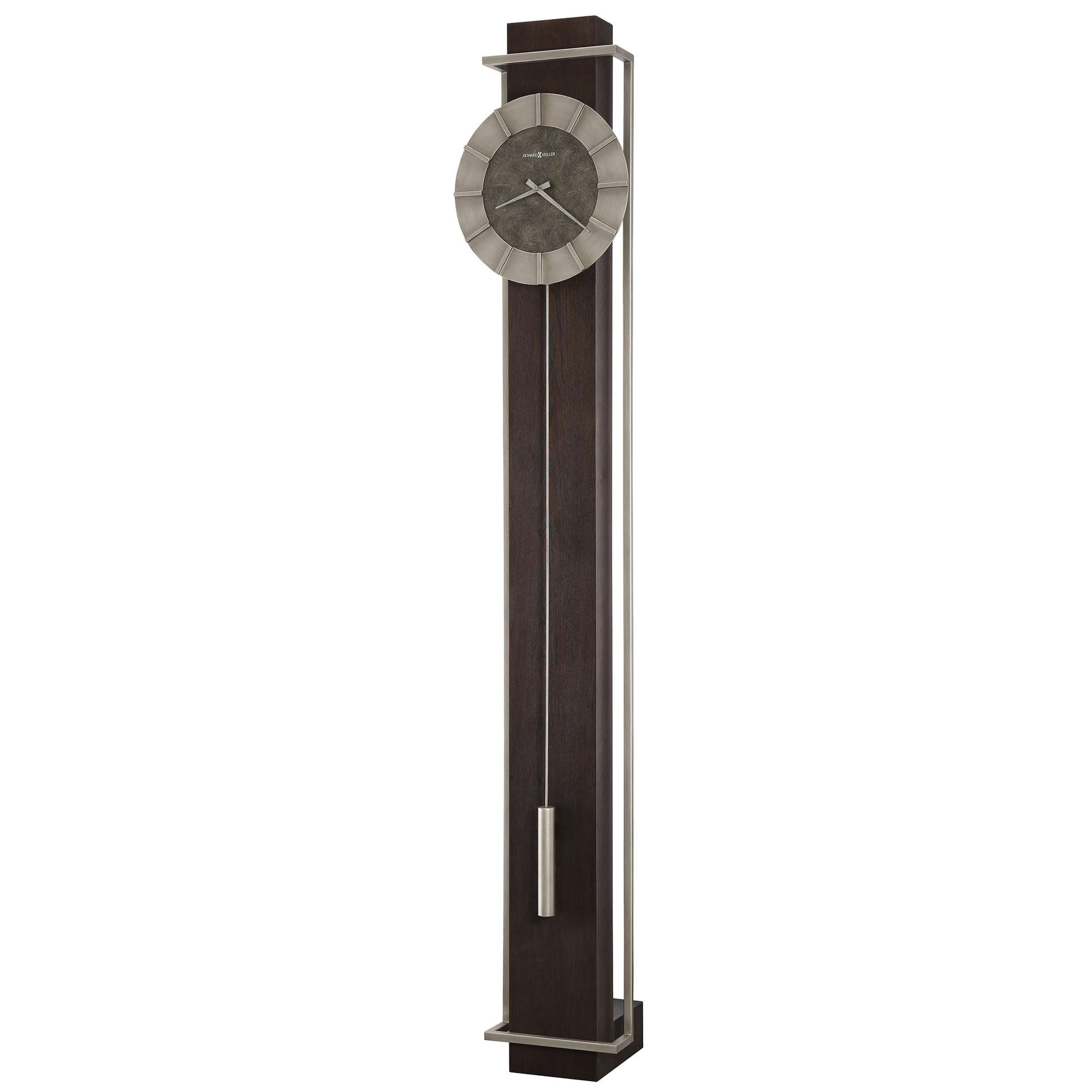 Elegant tall wall clock with a modern design and a round face.