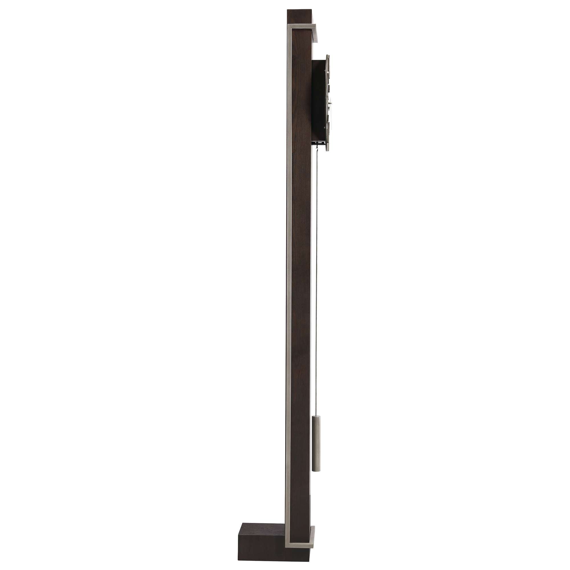 Side view of a slim, modern television in dark wood finish.
