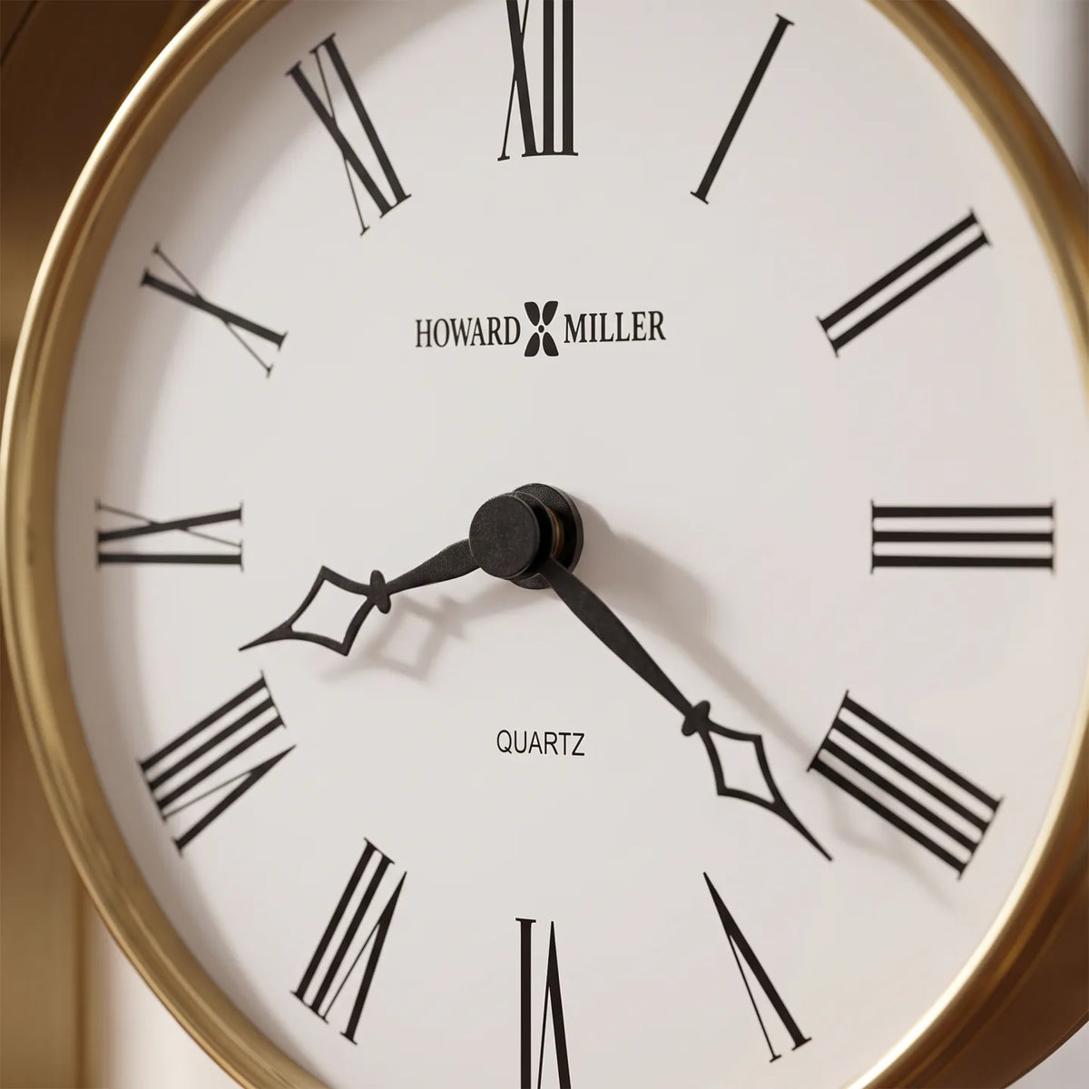 Howard Miller Reminisce Tabletop Clock, close-up of the dial and finish detail