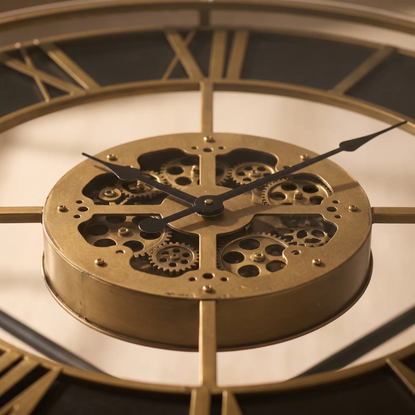 Howard Miller Mayer Clock Table, close-up of the dial and finish detail