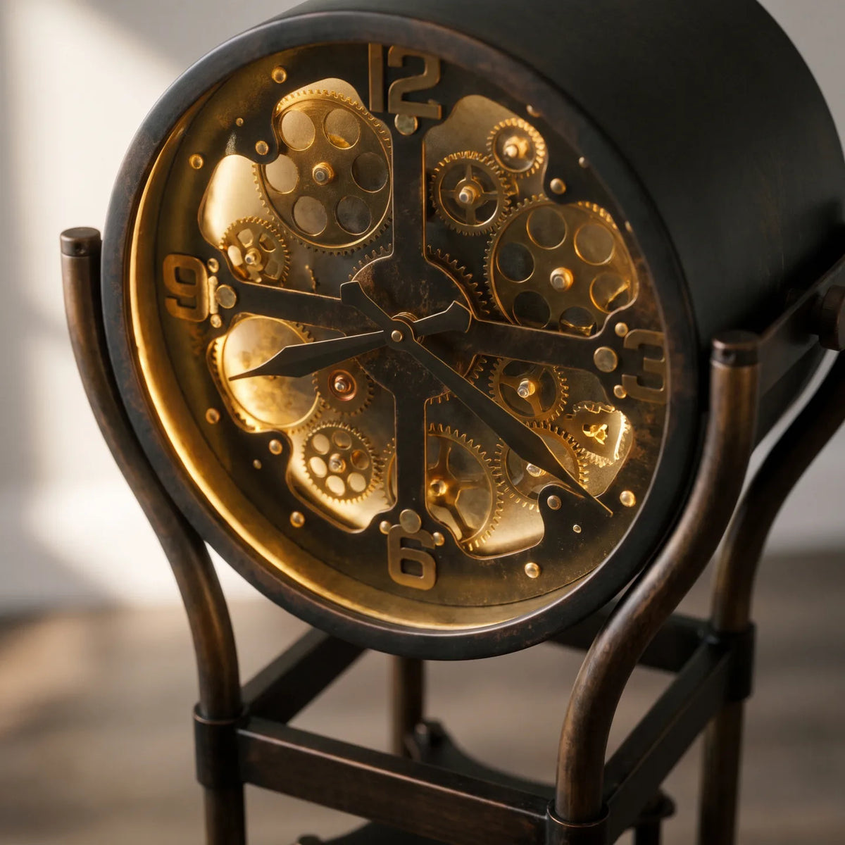 Howard Miller Hourglass IV Grandfather Clock, close-up of the dial and finish detail