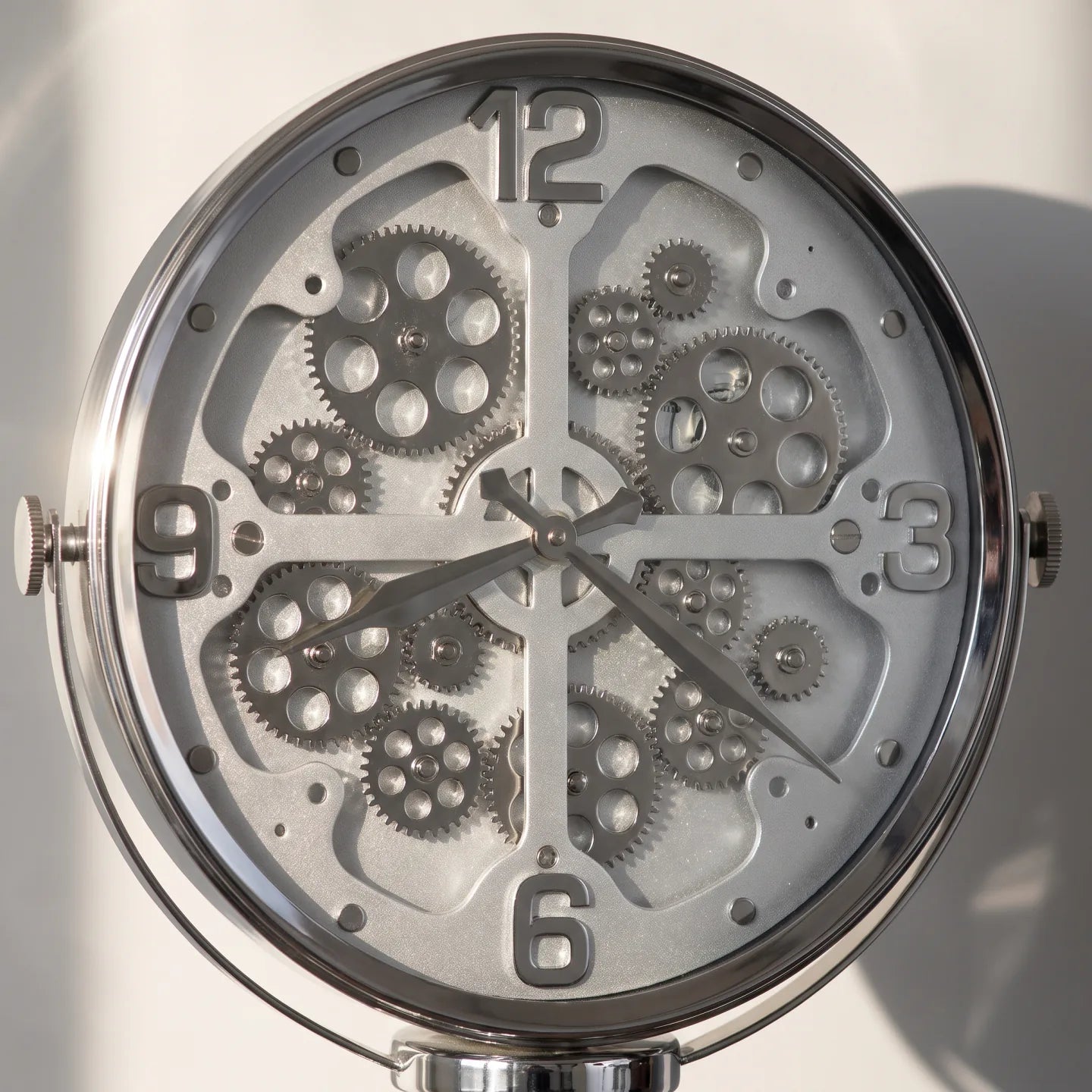 Howard Miller Caspian Tripod Grandfather Clock, close-up of the dial and finish detail