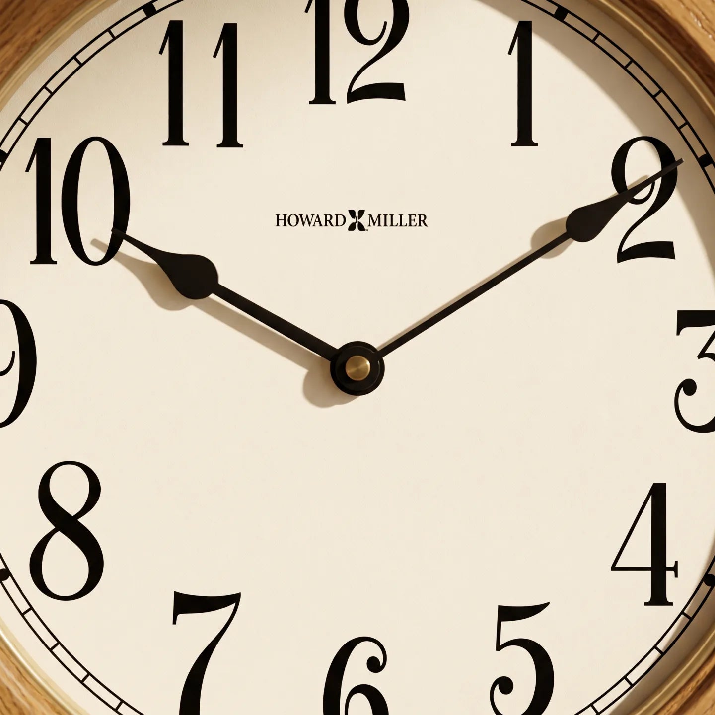 Howard Miller Elliott Wall Clock, close-up of the dial and finish detail
