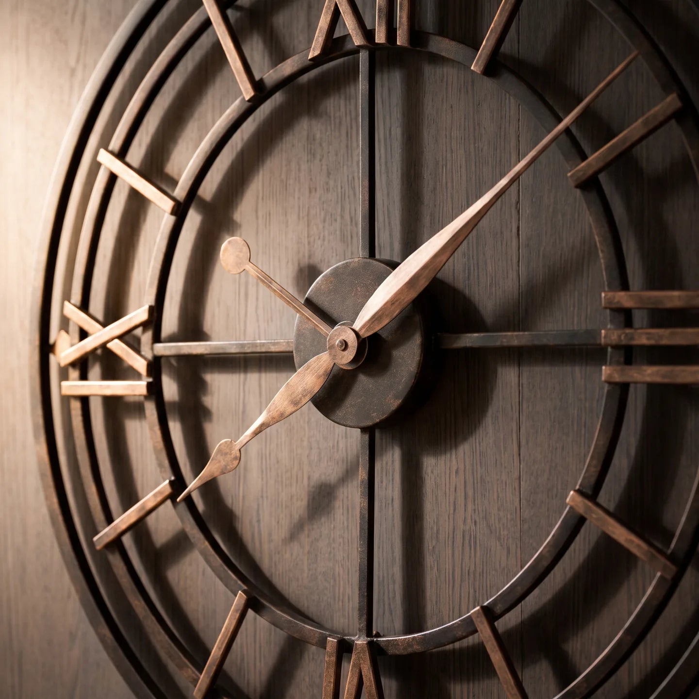 Howard Miller York Station Wall Clock, close-up of the dial and finish detail