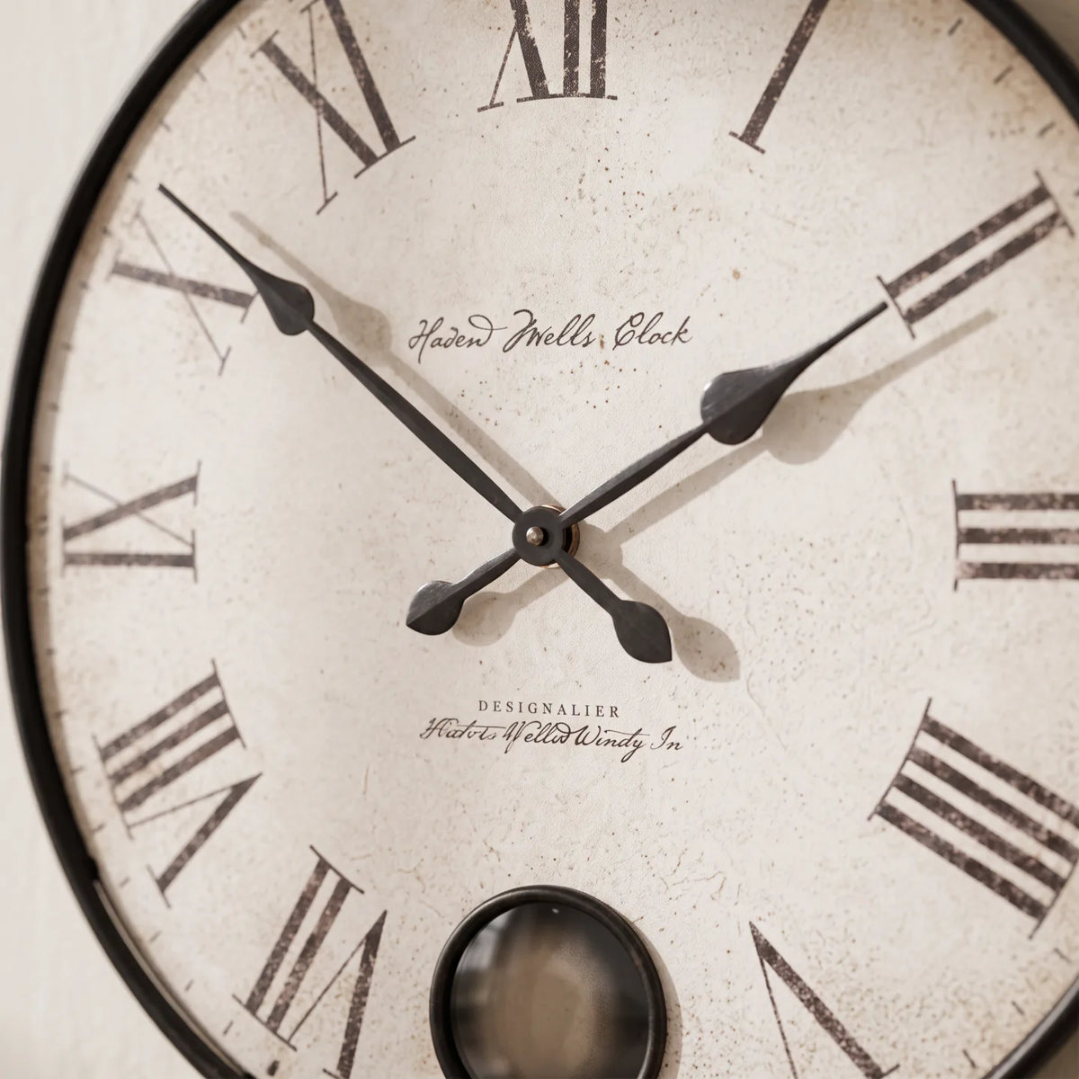 Howard Miller Magdalen Wall Clock, close-up of the dial and finish detail