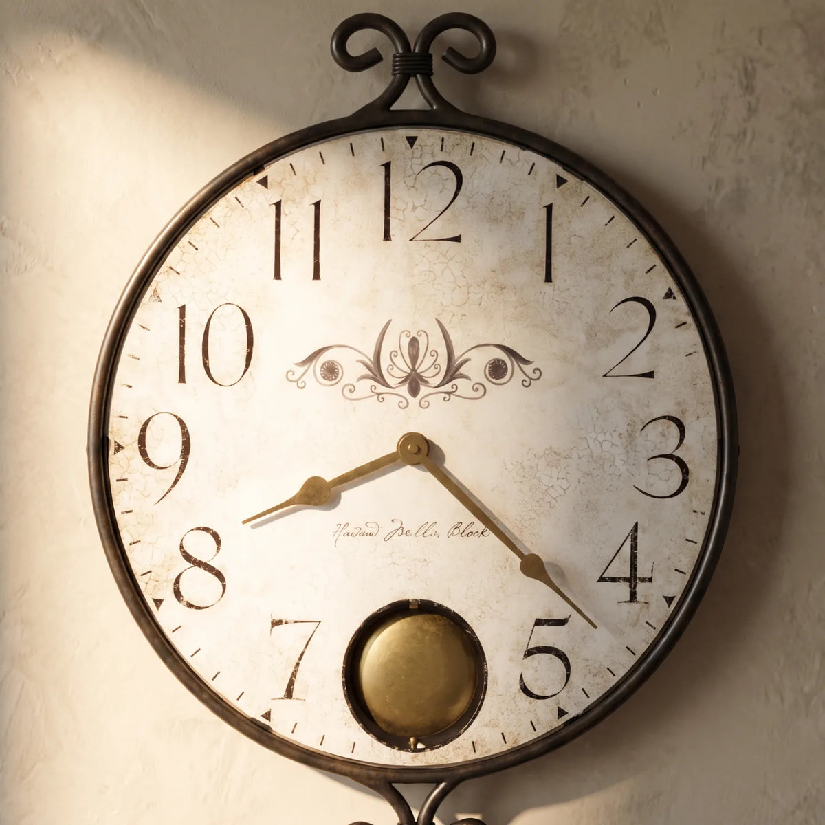 Howard Miller Randall Wall Clock, close-up of the dial and finish detail