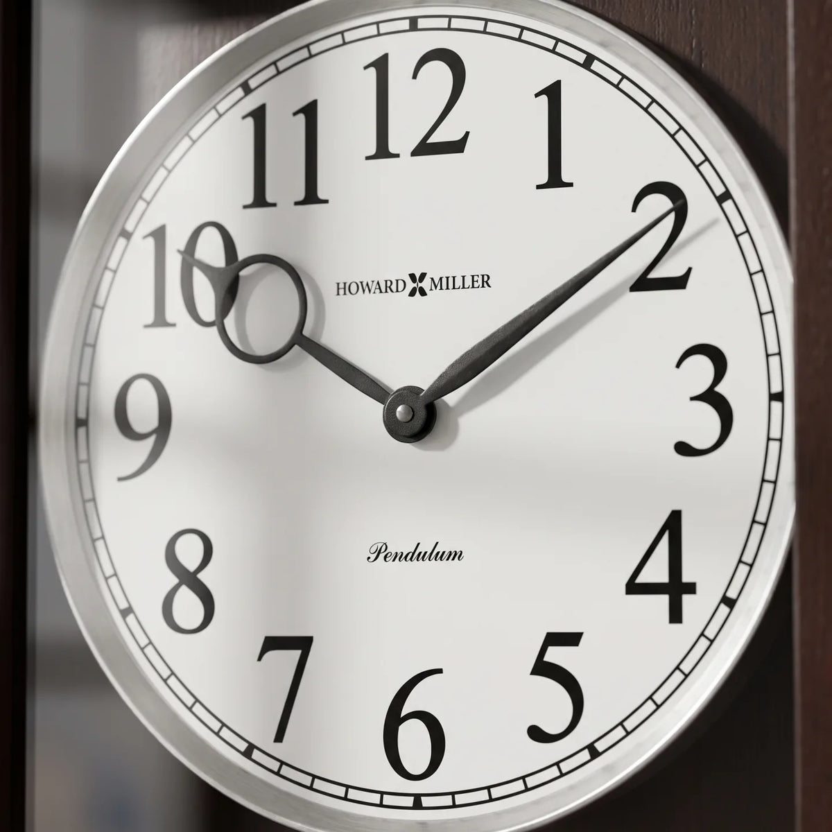 Howard Miller Gerrit Wall Clock, close-up of the dial and finish detail