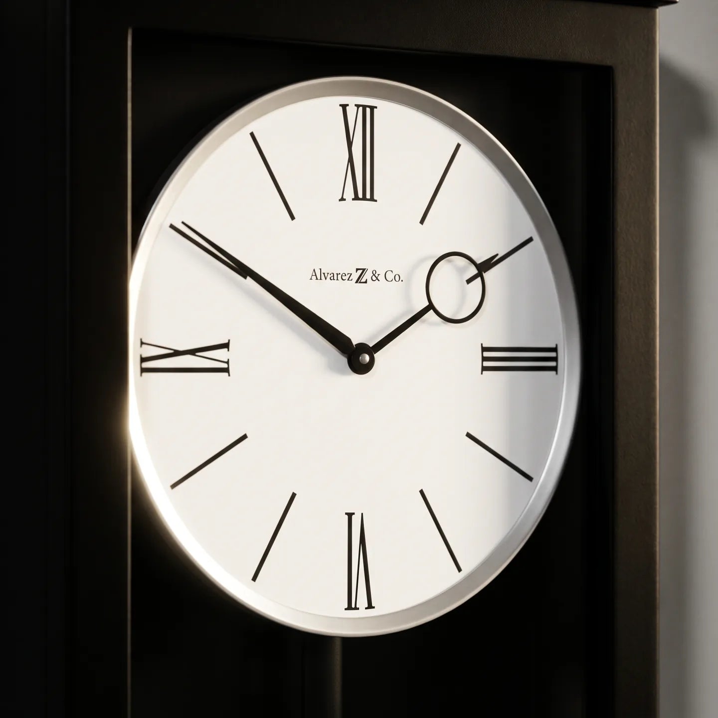 Howard Miller Alvarez Wall Clock, close-up of the dial and finish detail