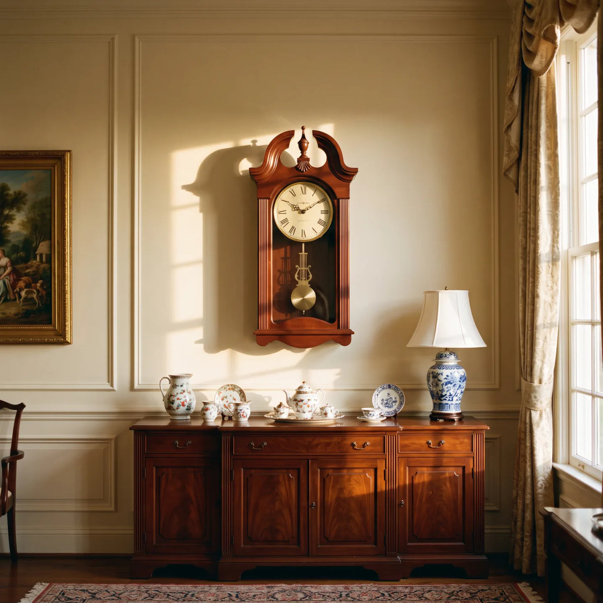 Howard Miller Malia Wall Clock, 26-inch, on the wall in a styled room