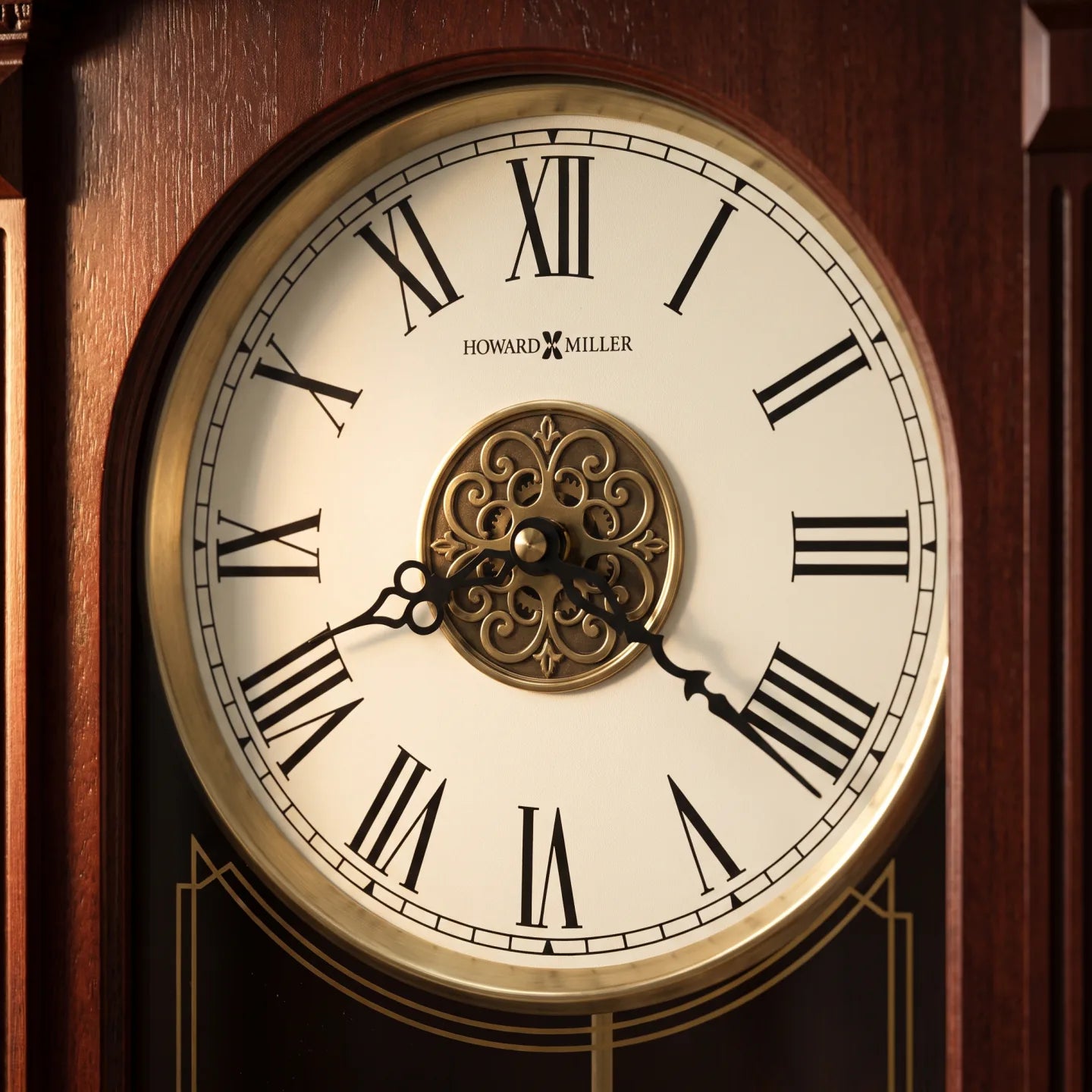 Howard Miller Sinclair Wall Clock, close-up of the dial and finish detail