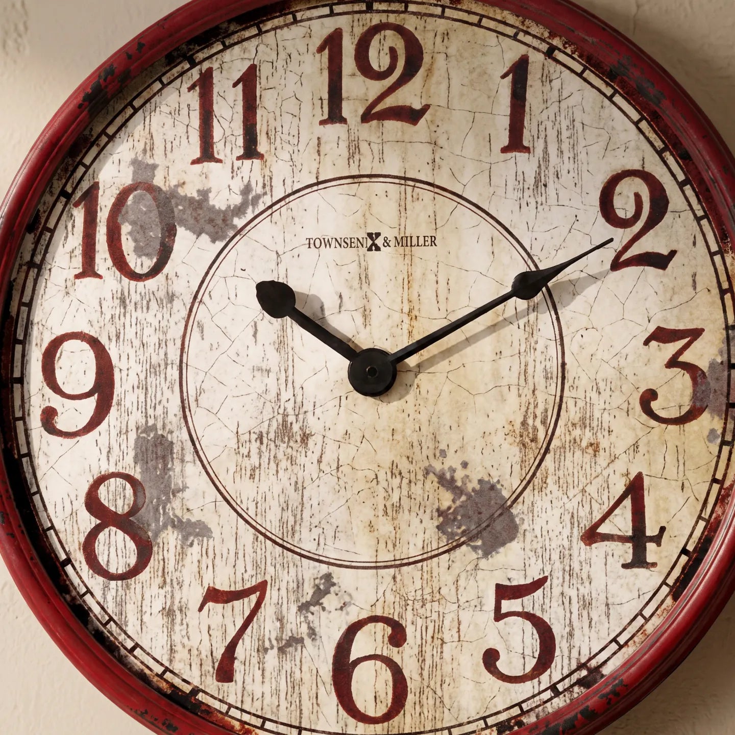 Howard Miller Back 40 Wall Clock, close-up of the dial and finish detail