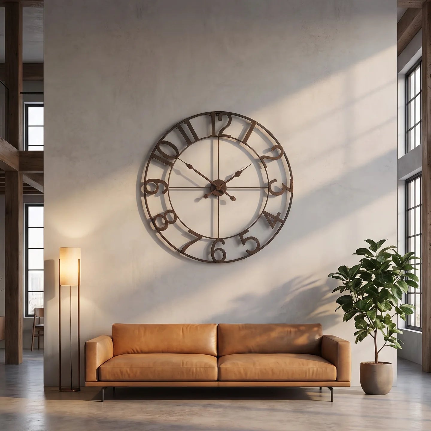 Howard Miller Artwell Wall Clock, 36-inch, on the wall in a styled room