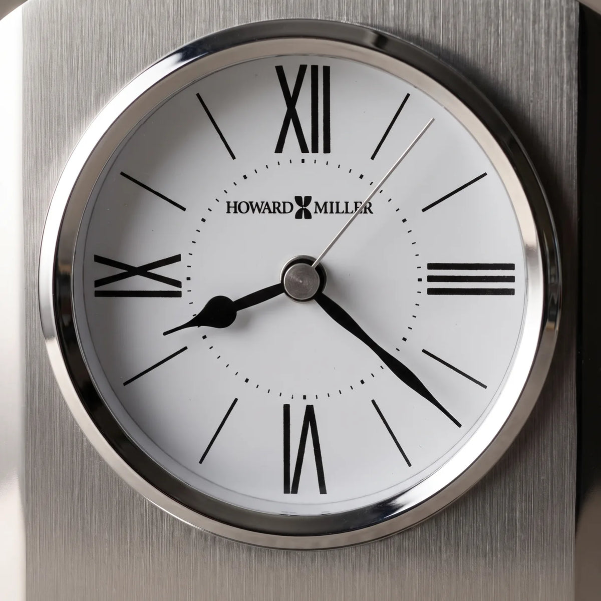 Howard Miller Lincoln Tabletop Clock, close-up of the dial and finish detail