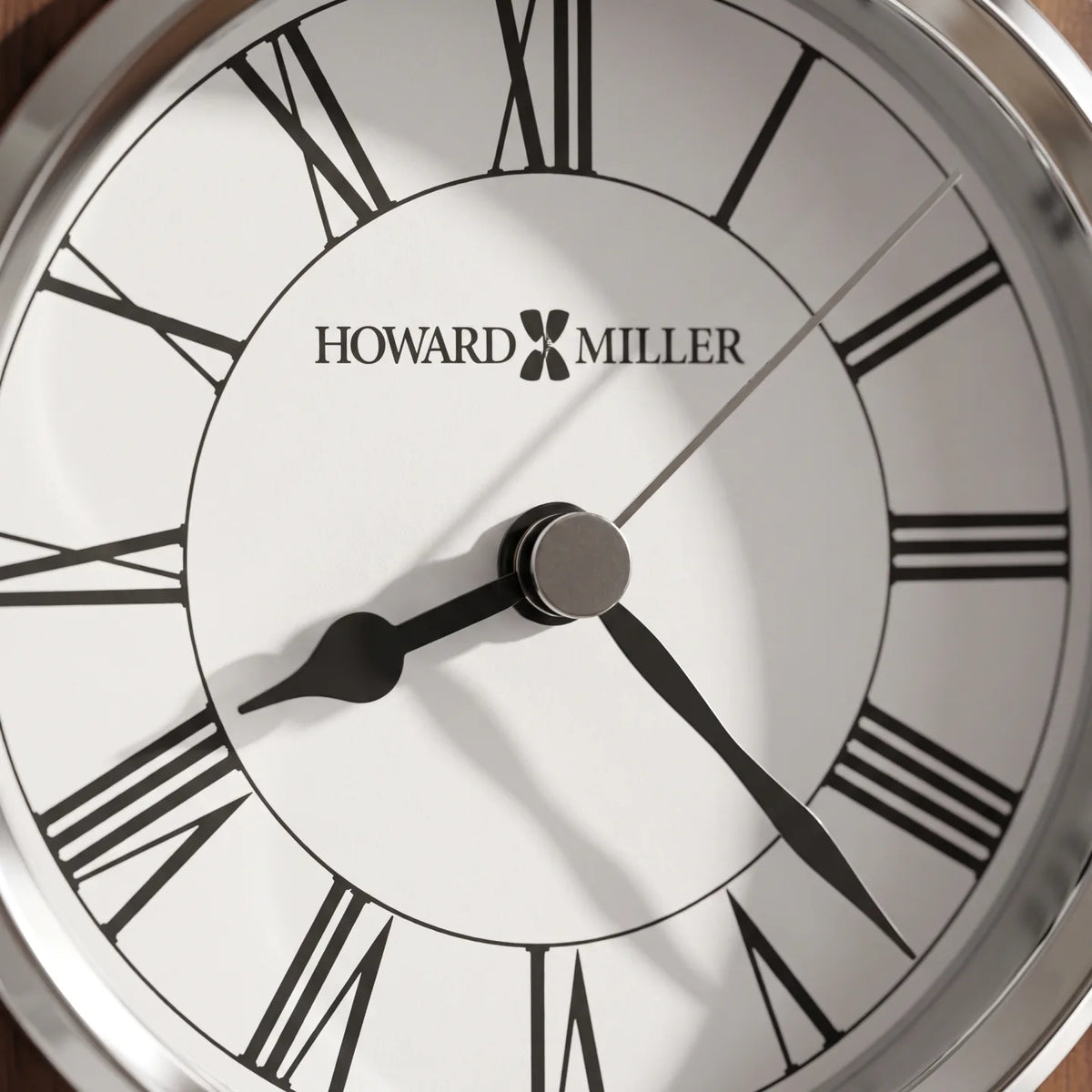 Howard Miller Palermo Tabletop Clock, close-up of the dial and finish detail