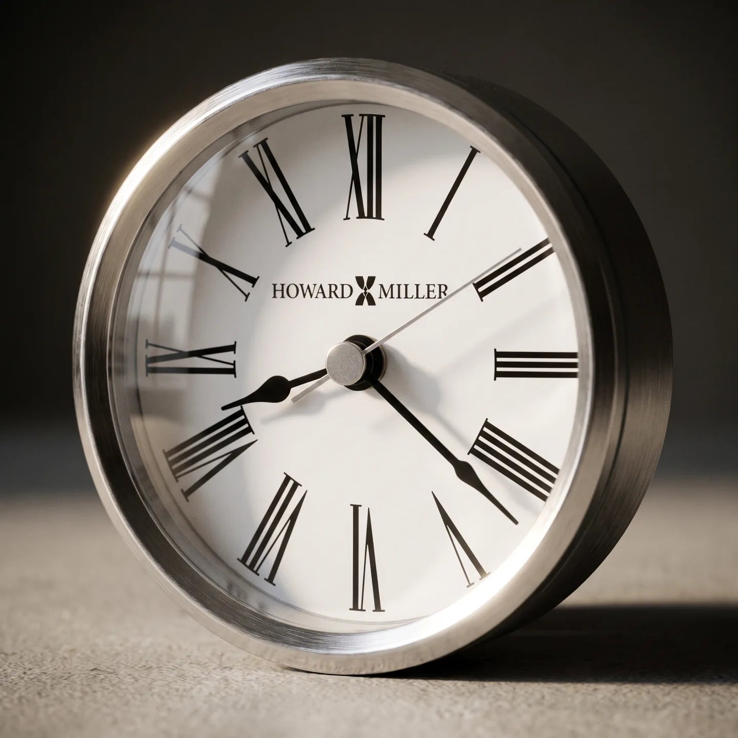 Howard Miller Glenmont Tabletop Clock, close-up of the dial and finish detail