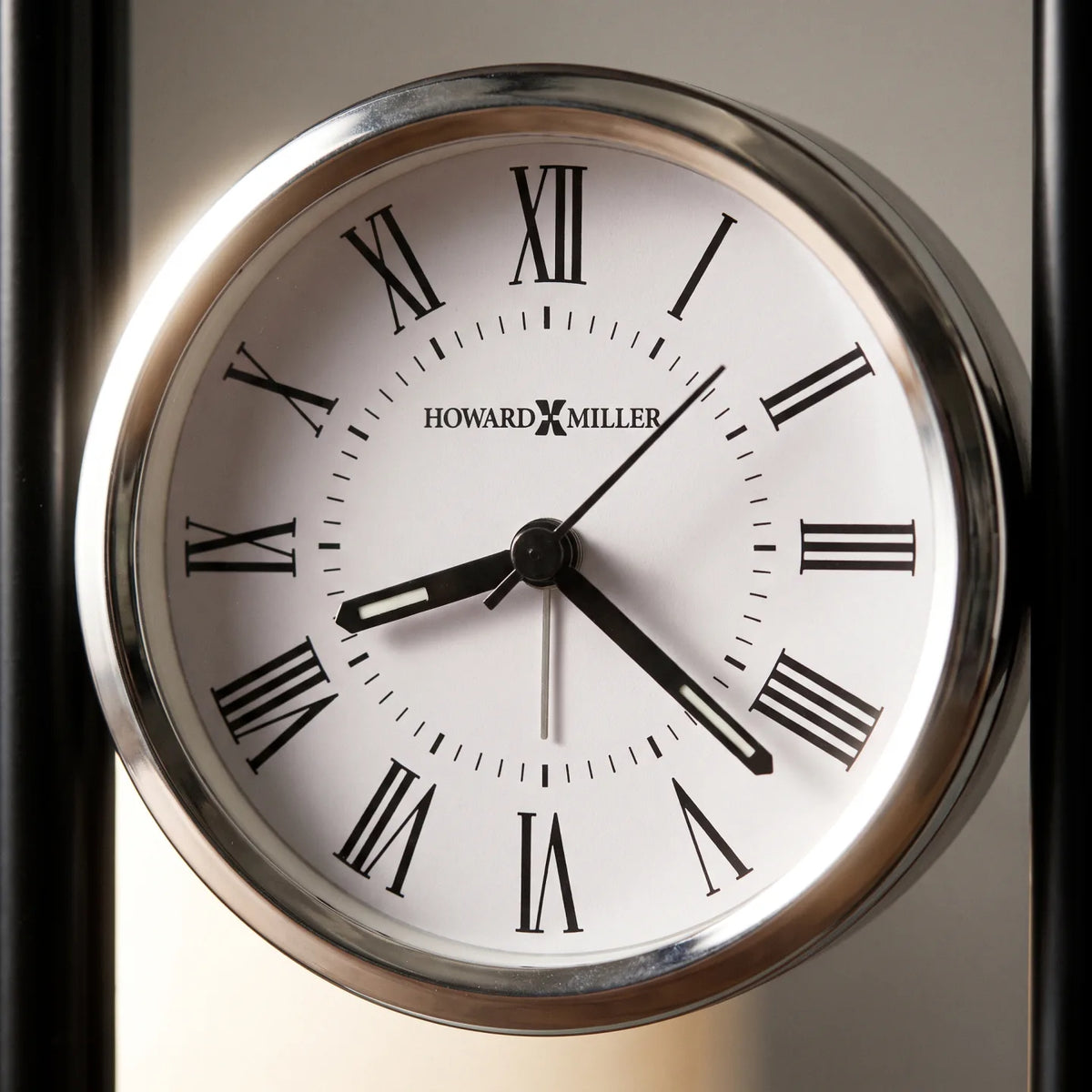 Howard Miller Cambridge Tabletop Clock, close-up of the dial and finish detail