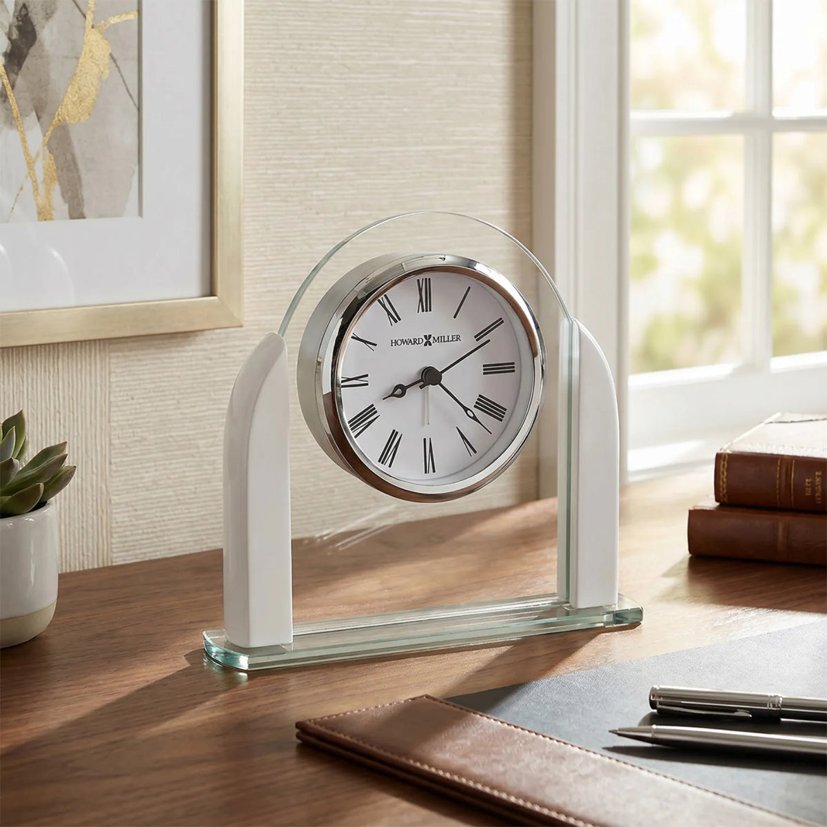 Howard Miller Arctic Crest, 6-inch, on a shelf in a styled room