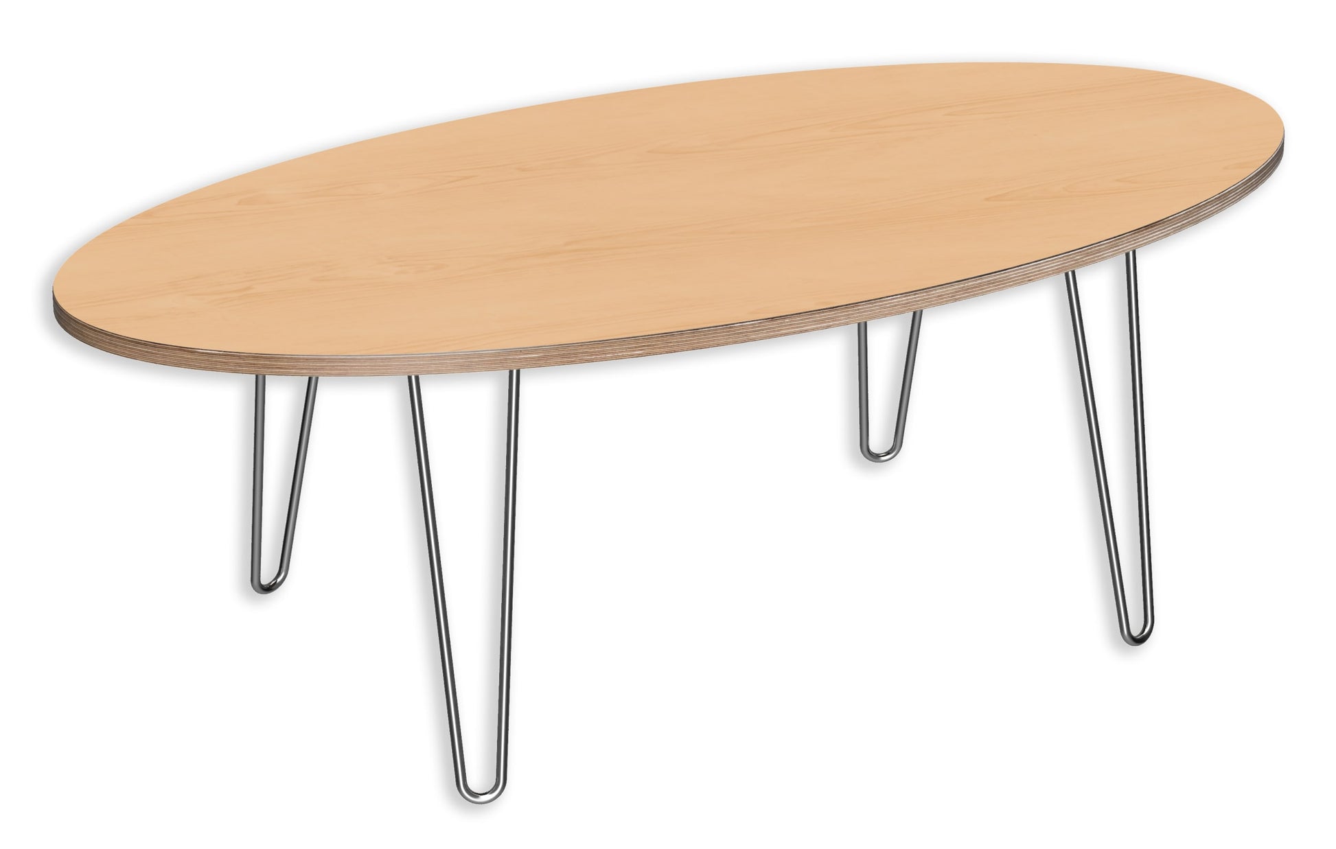 991071MP DesignerPly Oval Coffee Table: Natural Maple