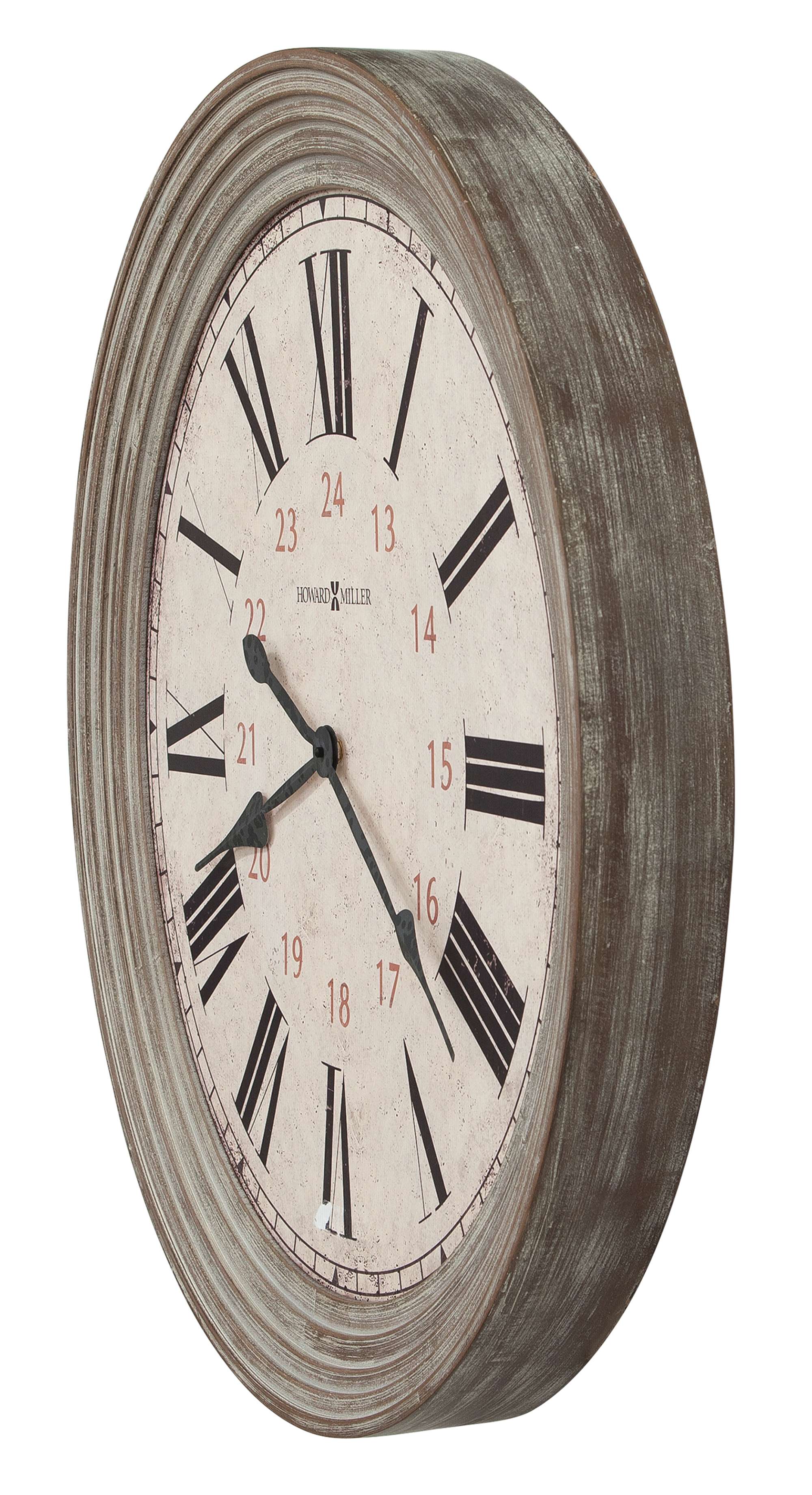 Wall clock with Roman numerals and rustic wooden frame