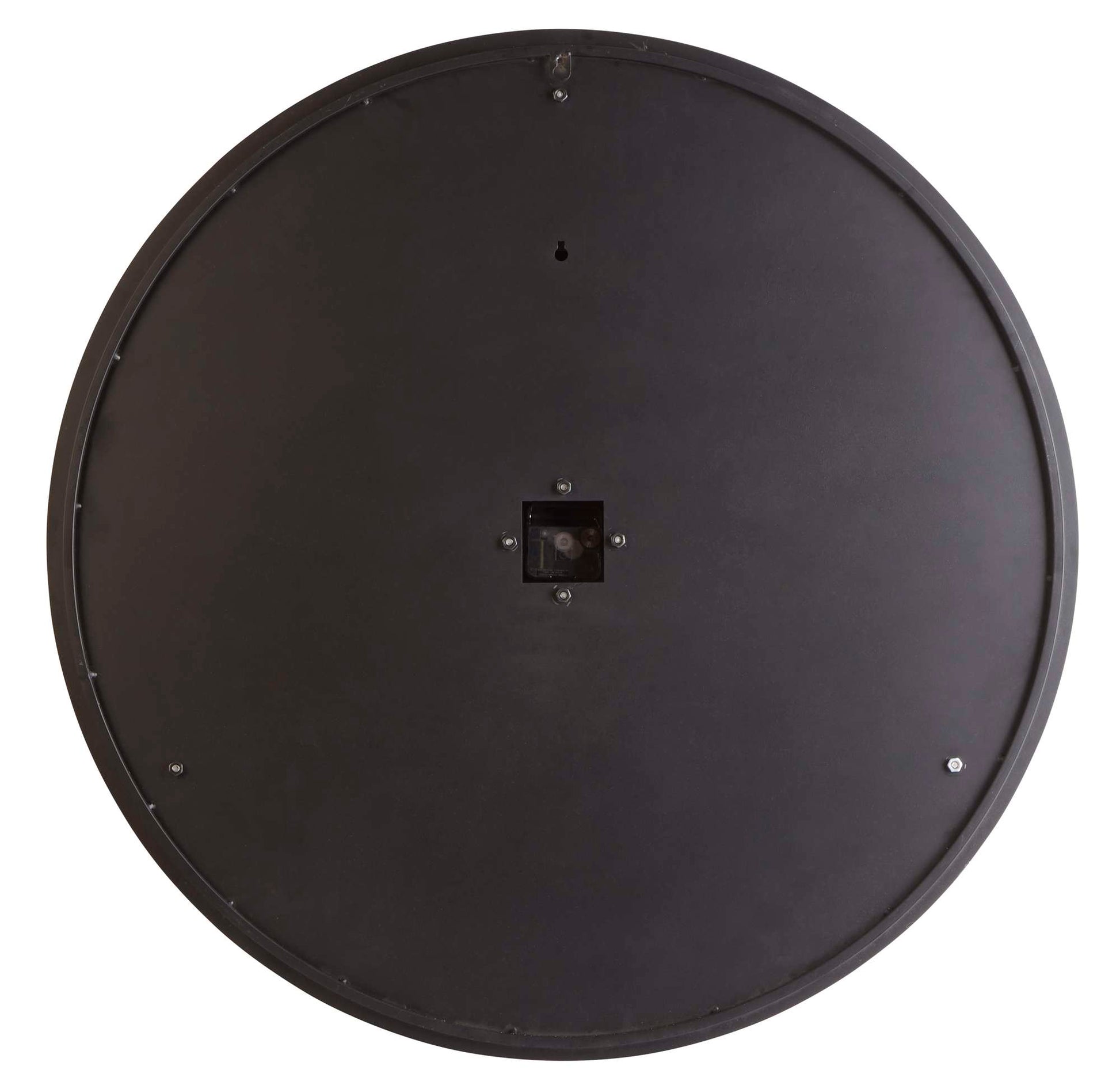 Black circular object with a central square cut-out